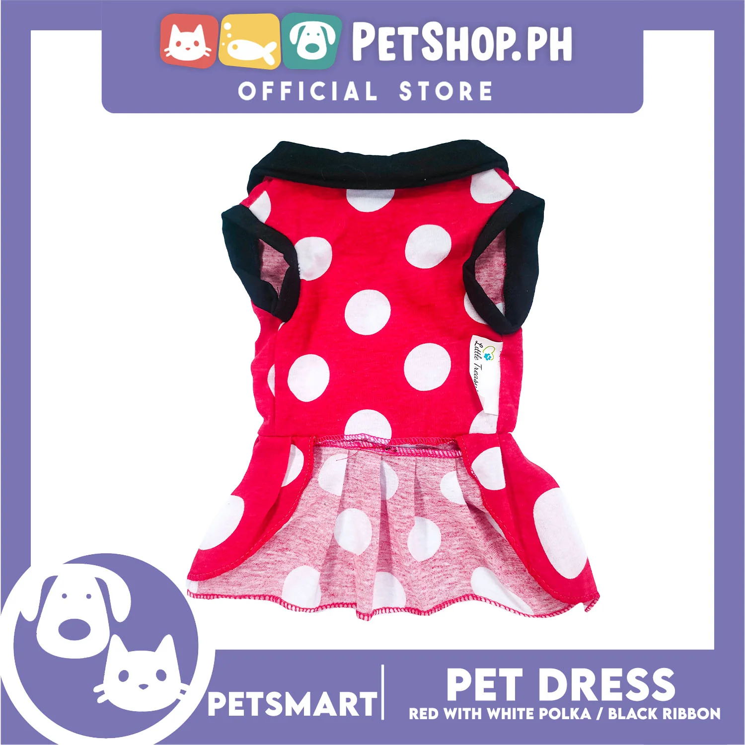 Pet Dress Red with White Polka and Ribbon Design DG-CTN152XL (XL) Perfect Fit For Dogs And Cats - Image 2