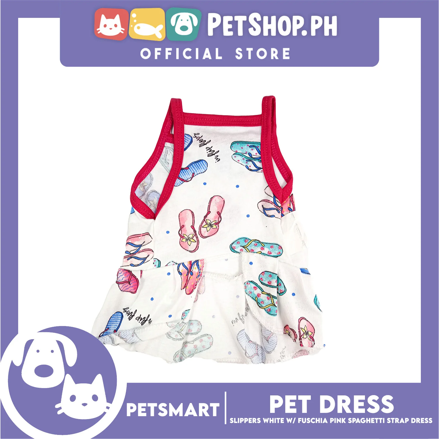Pet Dress Slipper White with Fushia Pink Spaghetti Strap (Medium) DG-CTN178M - Image 2