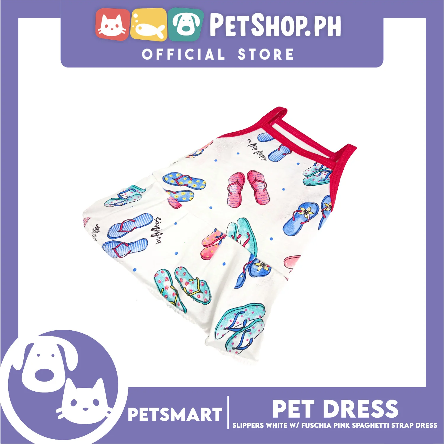Pet Dress Slipper White with Fushia Pink Spaghetti Strap (XL) DG-CTN178XL - Image 5