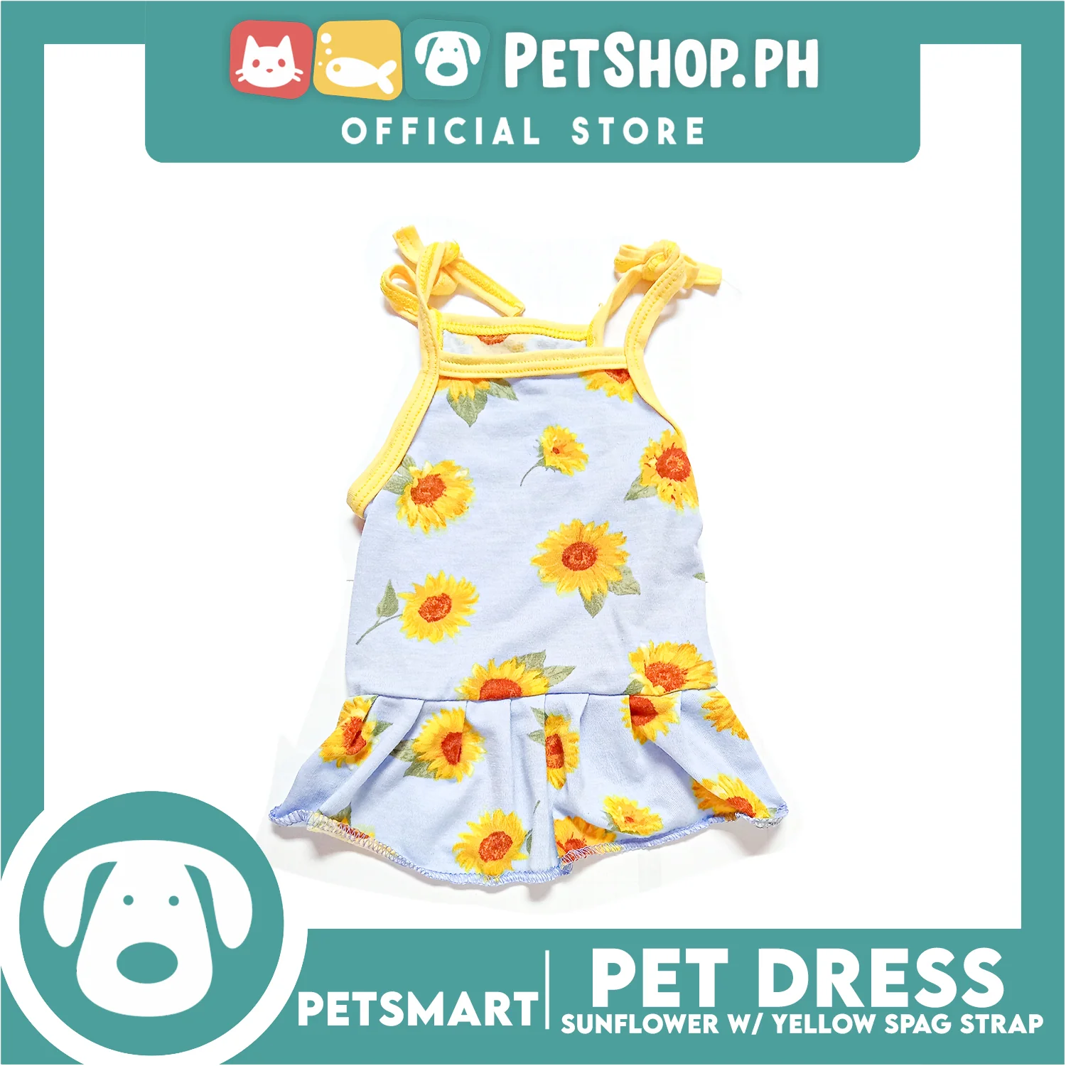Pet Dress Sunflower With Yellow Spaghetti Strap Dress DG-CTN122M (Medium) Perfect Fit For Dogs And Cats, Pet Dress Clothes, Soft and Comfortable Pet Clothing - Image 2