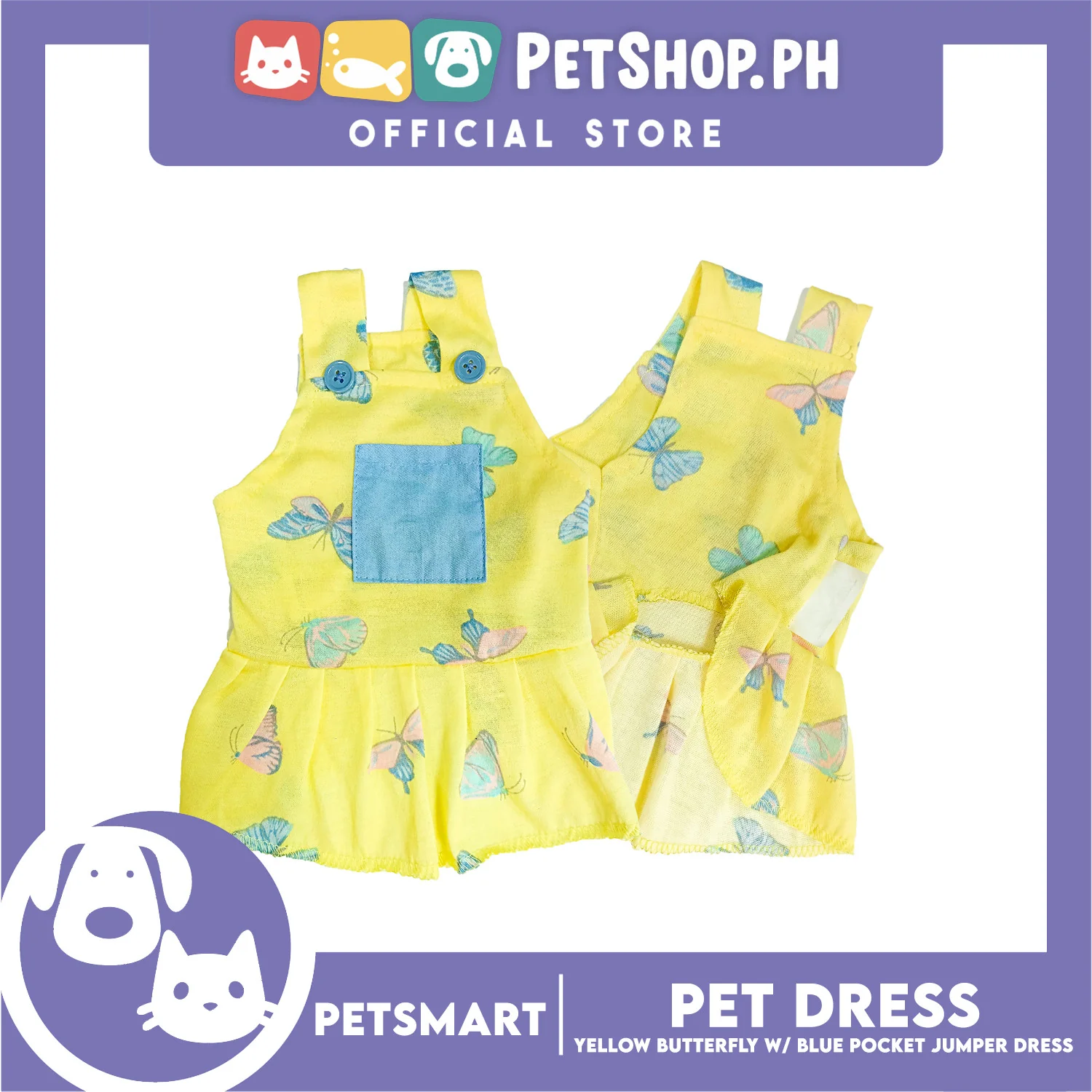 Pet Dress Yellow Butterfly with Blue Pock Jumper (Medium) DG-CTN177M - Image 2