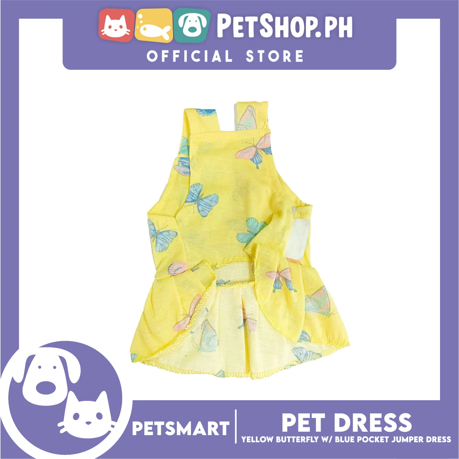 Pet Dress Yellow Butterfly with Blue Pock Jumper (XL) DG-CTN177XL - Image 3