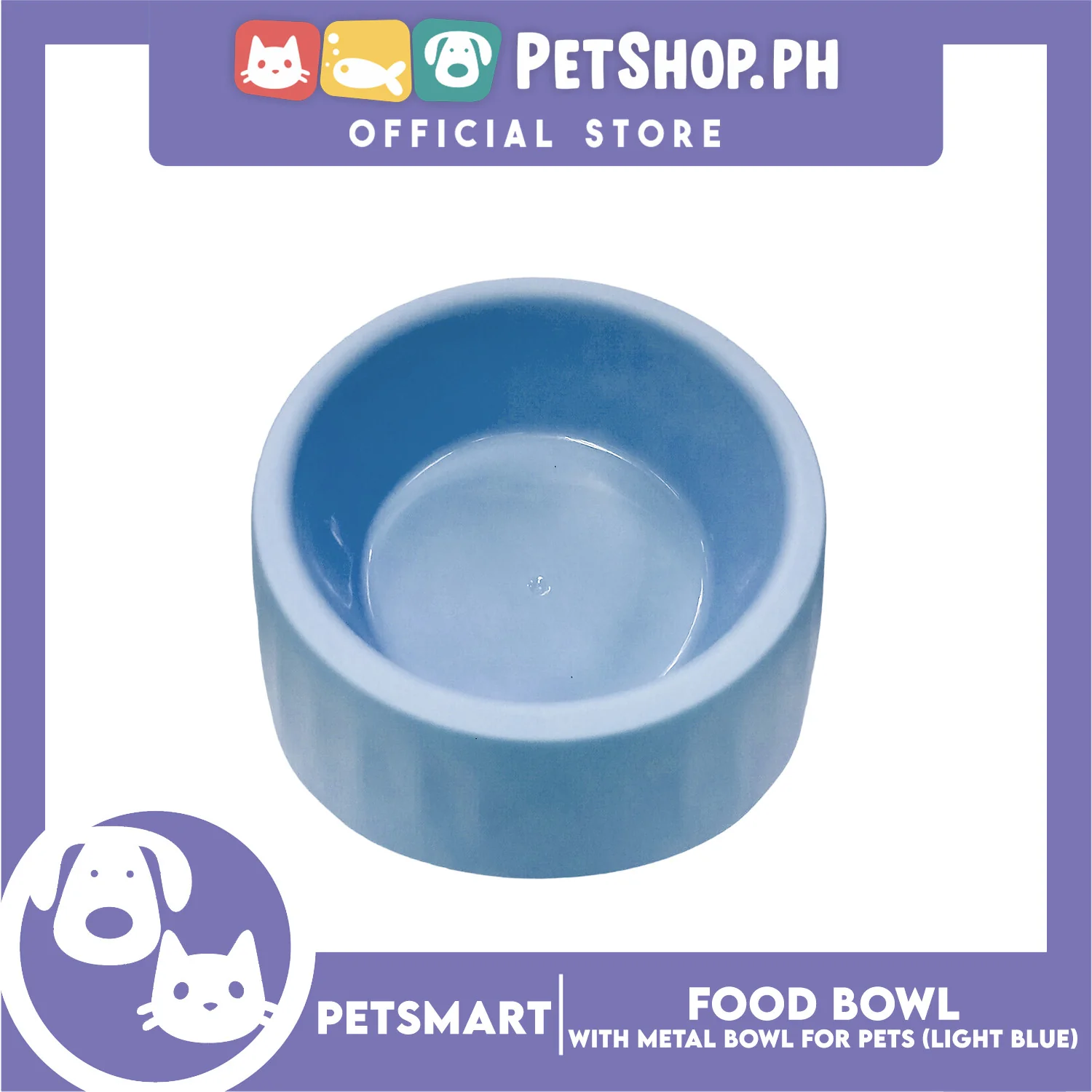 Pet Food Bowl with Removable Metal Bowl Anti Slip (Light Blue) for Cats and Dogs - Image 3