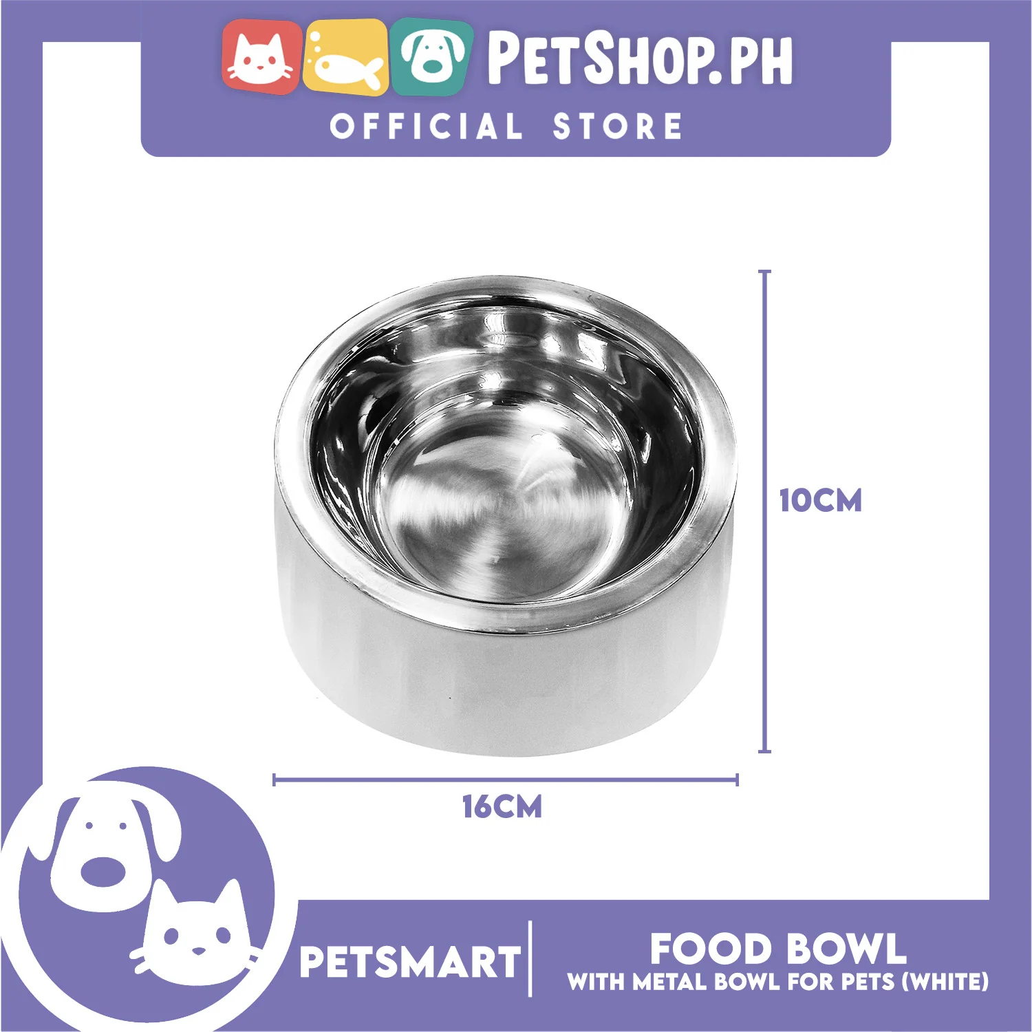 Pet Food Bowl with Removable Metal Bowl Anti Slip (White) for Cats and Dogs - Image 6