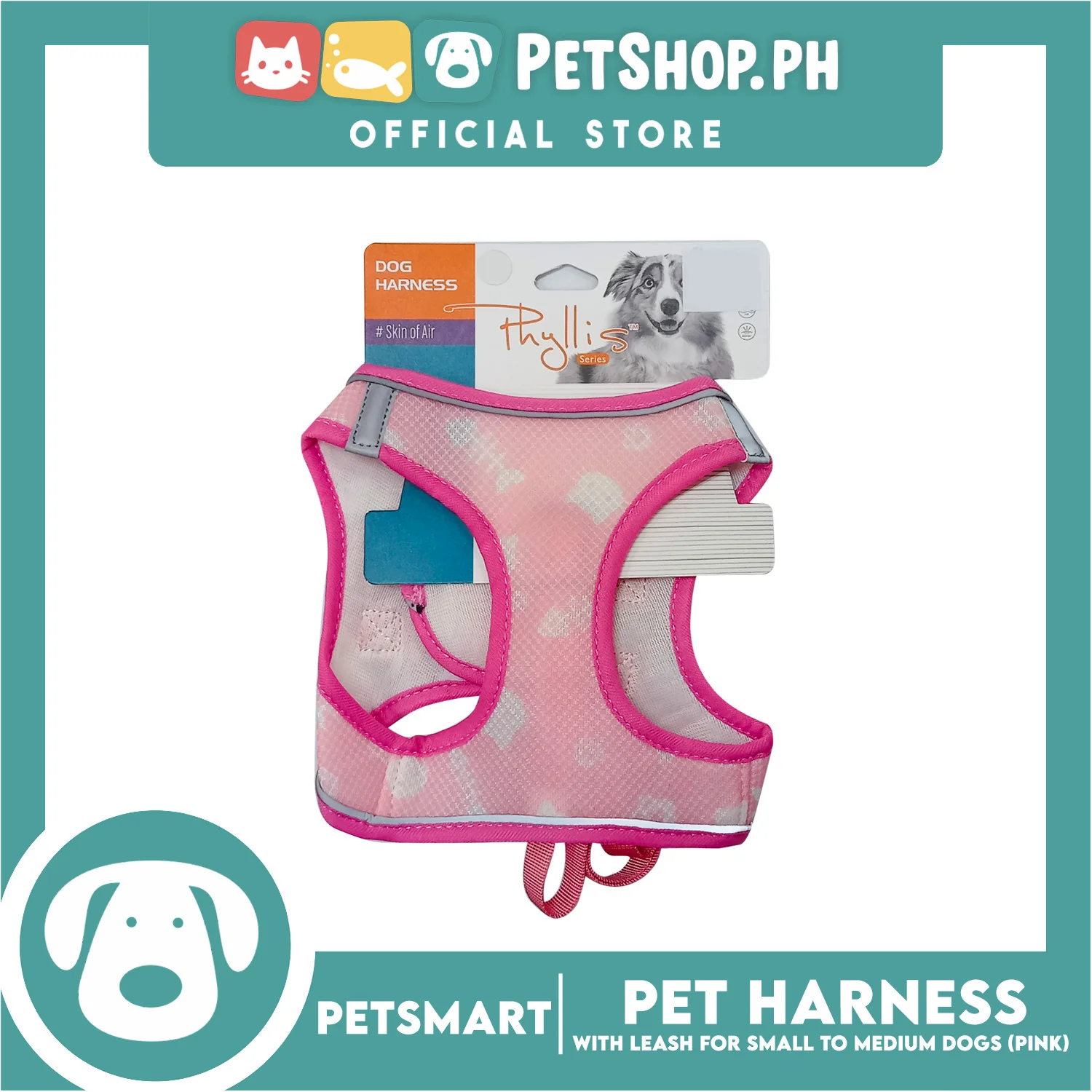 Pet Harness Pattern Design with Leash for Dogs Small Size (Pink) - Image 2