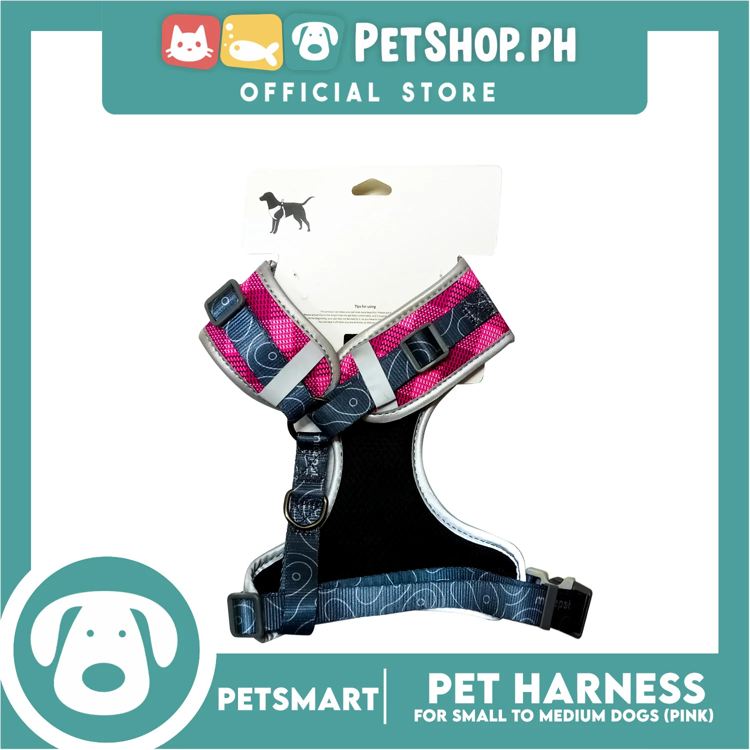 Pet Harness Premium Pattern Design (Pink) for Dogs Medium Size - Image 3