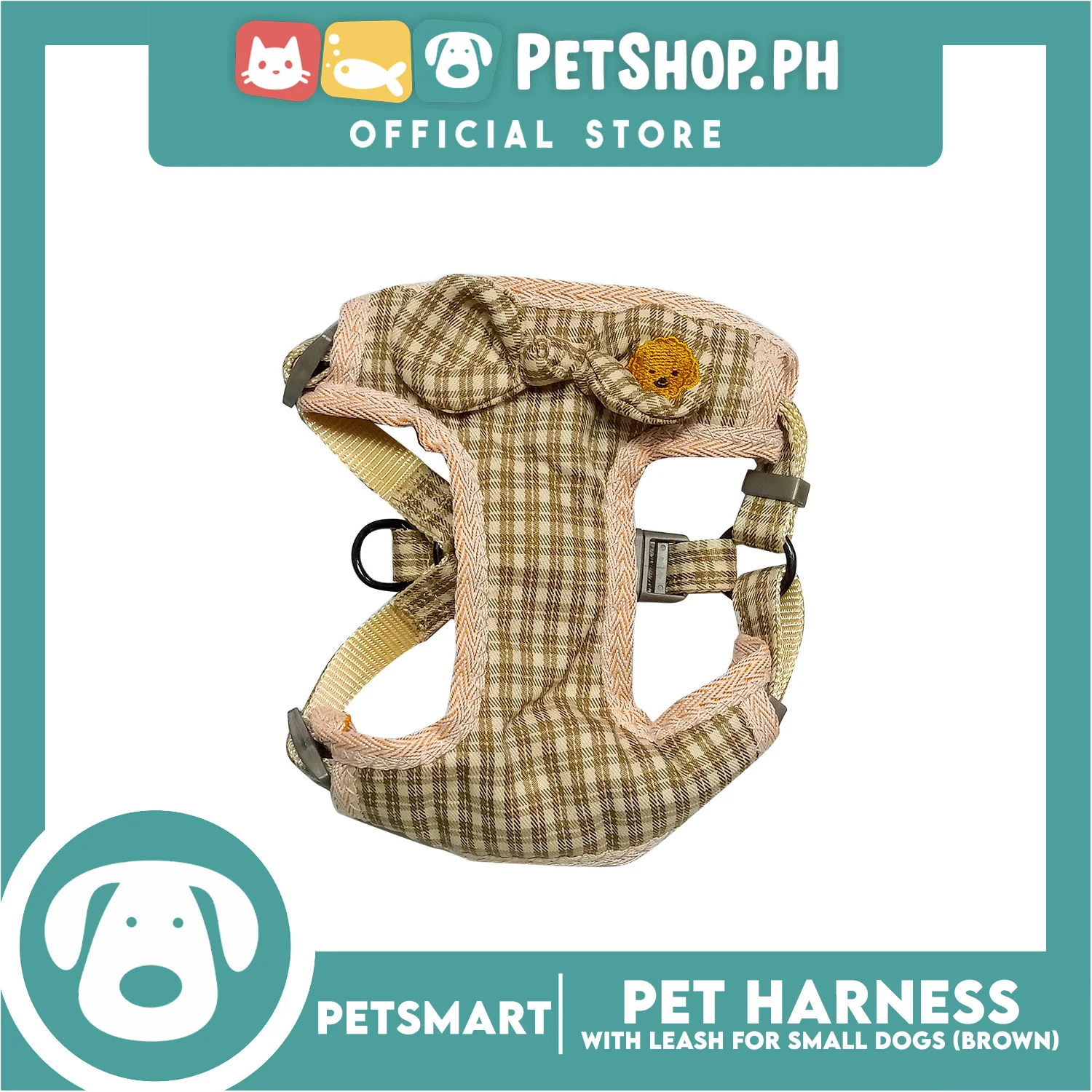 Pet Harness with Leash for Small Dogs (Brown) QYS2202 - Image 2