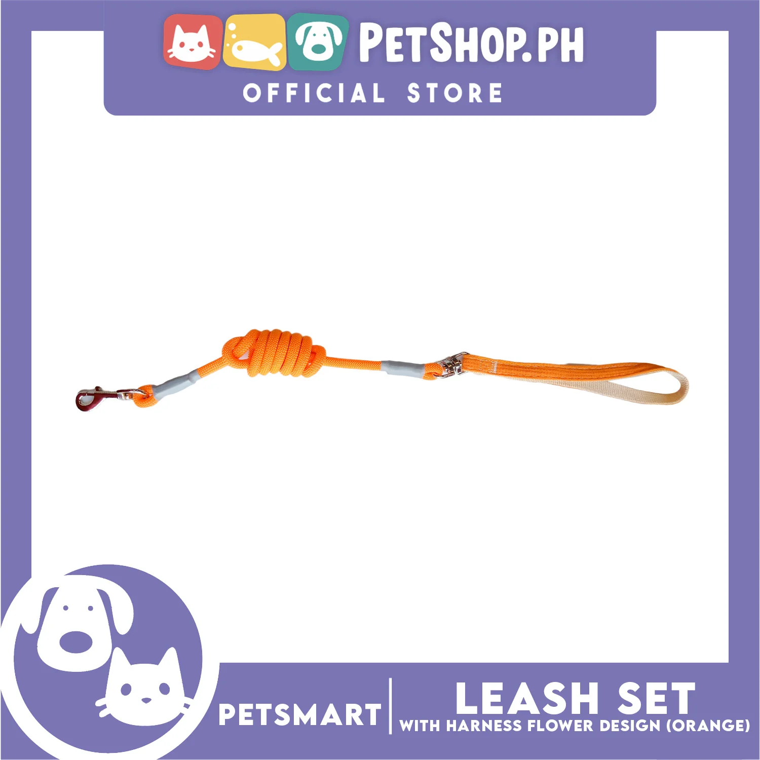 Pet Harness with Leash (Orange) Flower Design - Image 4