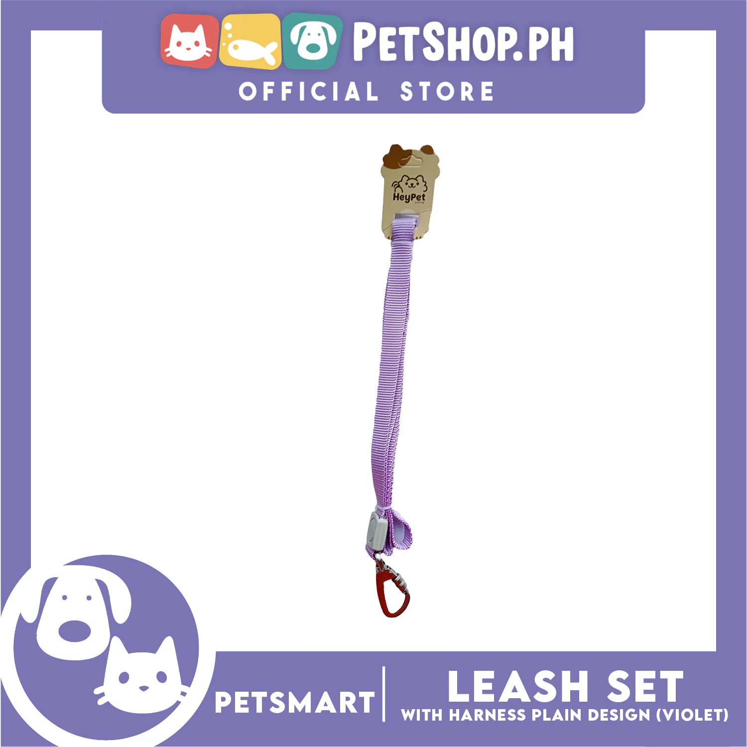 Pet Harness with Leash Plain Design (Violet) - Image 2