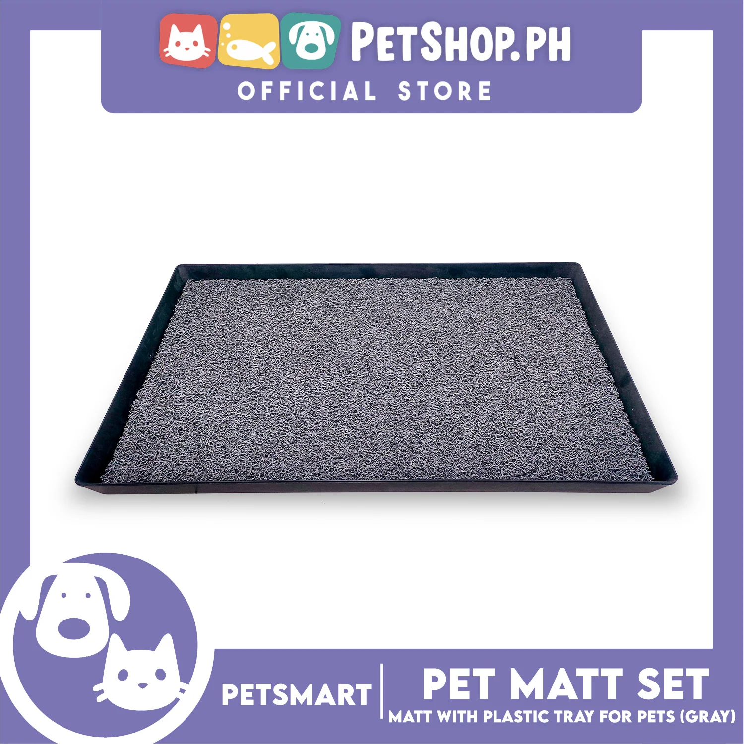 Pet Mat with Plastic Tray for Pets (Gray) - Image 3