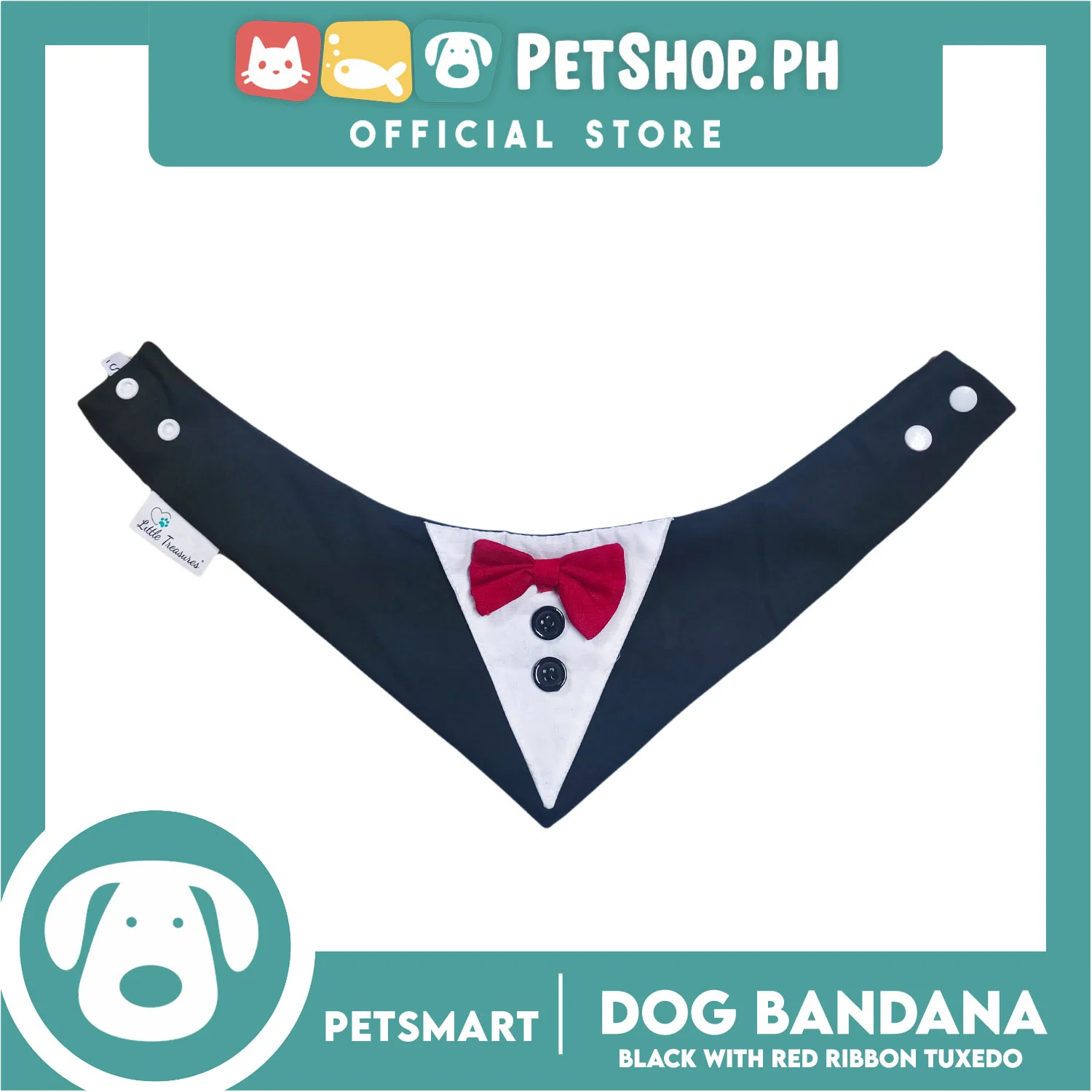 Pet Necktie Bandana Collar Scarf Black Tuxedo With Red Bow Tie Design DB-CTN29S (Small) Perfect Fit For Dogs And Cats, Breathable, Soft Lightweight Pet Bandana Scarf - Image 4