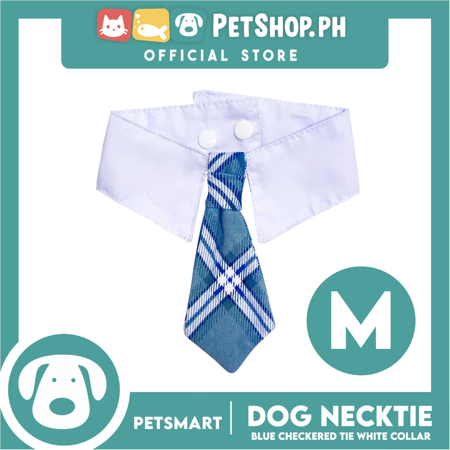 Pet Necktie Bandana Collar Scarf Blue Checkered Design DB-CTN31M (Medium) Perfect Fit For Dogs And Cats, Breathable, Soft Lightweight Pet Bandana Collar Scarf