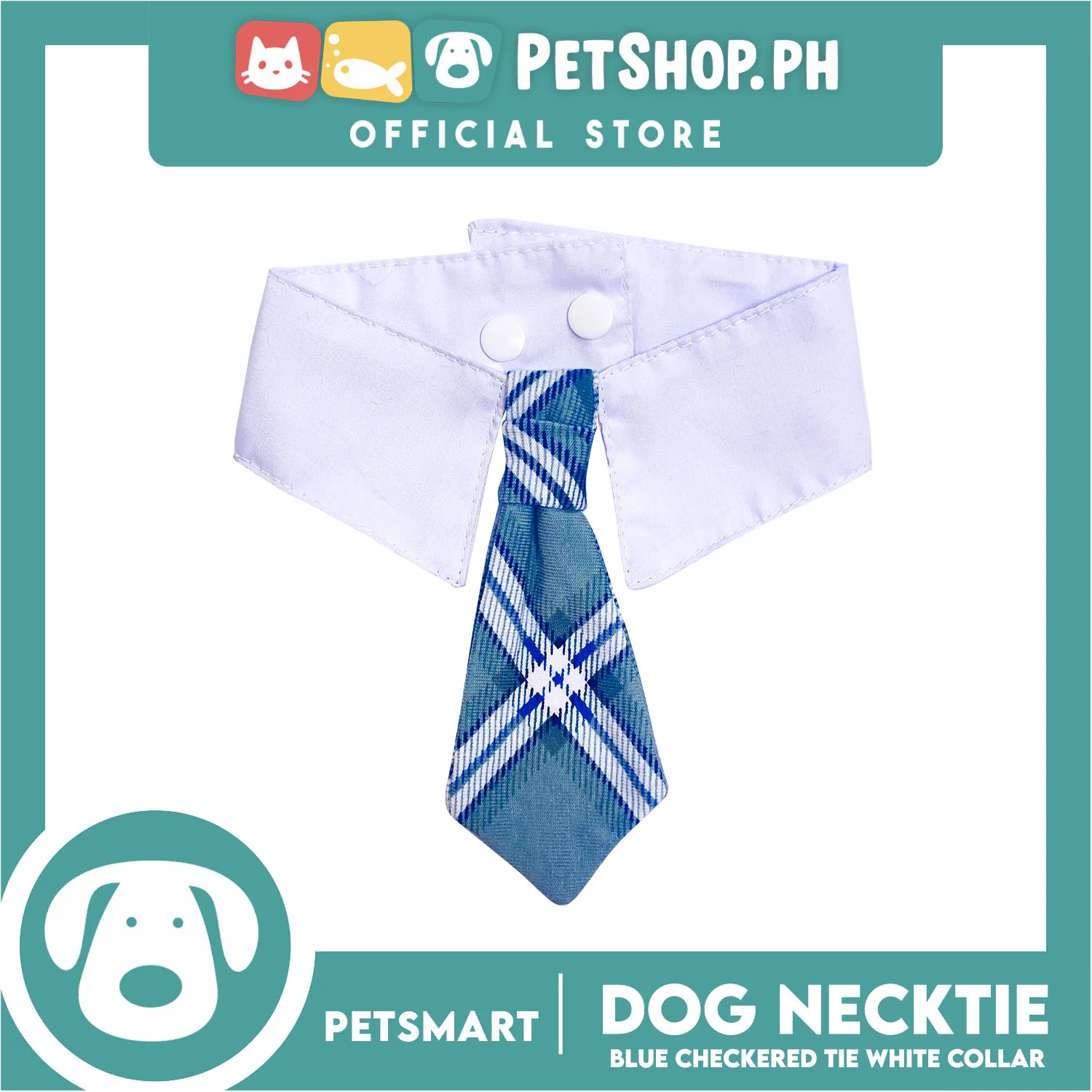Pet Necktie Bandana Collar Scarf Blue Checkered Design DB-CTN31M (Medium) Perfect Fit For Dogs And Cats, Breathable, Soft Lightweight Pet Bandana Collar Scarf - Image 3