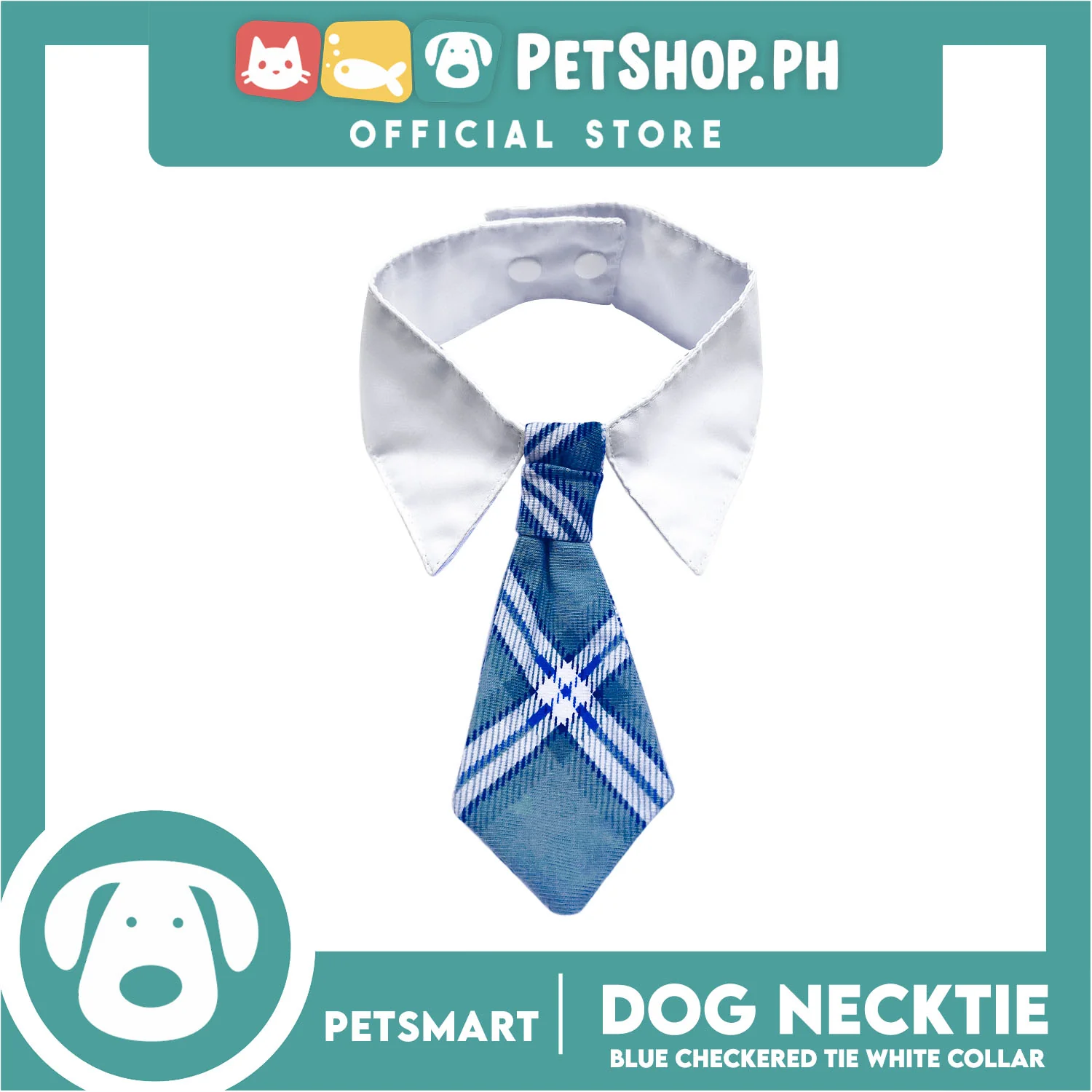 Pet Necktie Bandana Collar Scarf Blue Checkered Design DB-CTN31M (Medium) Perfect Fit For Dogs And Cats, Breathable, Soft Lightweight Pet Bandana Collar Scarf - Image 4