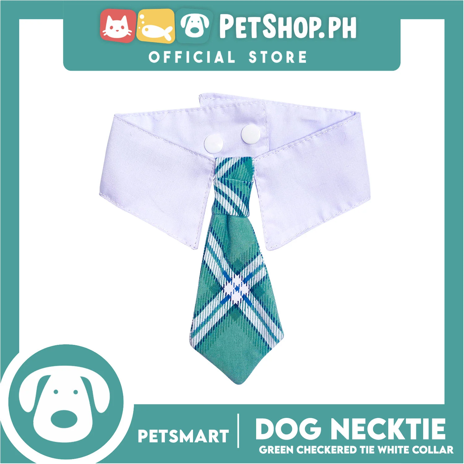 Pet Necktie Bandana Collar Scarf Green Checkered Design DB-CTN32L (Large) Perfect Fit For Dogs And Cats, Breathable, Soft Lightweight Pet Bandana Collar Scarf - Image 2