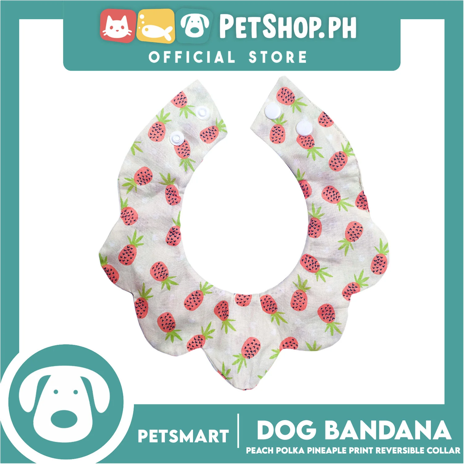 Pet Necktie Bandana Collar Scarf Peach Polka Dots Pineapple Design DB-CTN30S (Small) Perfect Fit For Dogs And Cats, Breathable, Soft Lightweight Pet Bandana Collar Scarf - Image 4