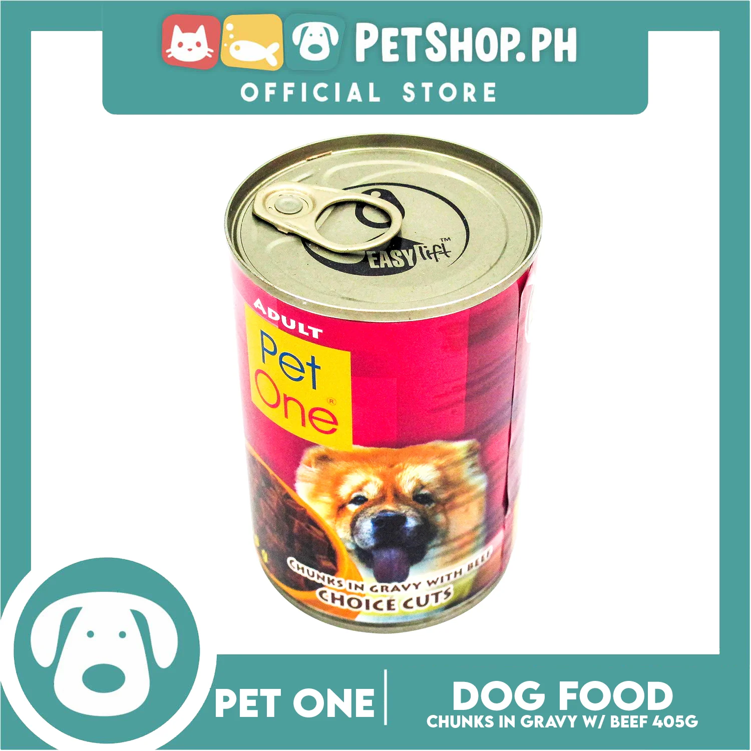 Pet One Adult Wet Canned Dog Food 405g (Chunks In Gravy With Beef, Choice Cuts) - Image 2