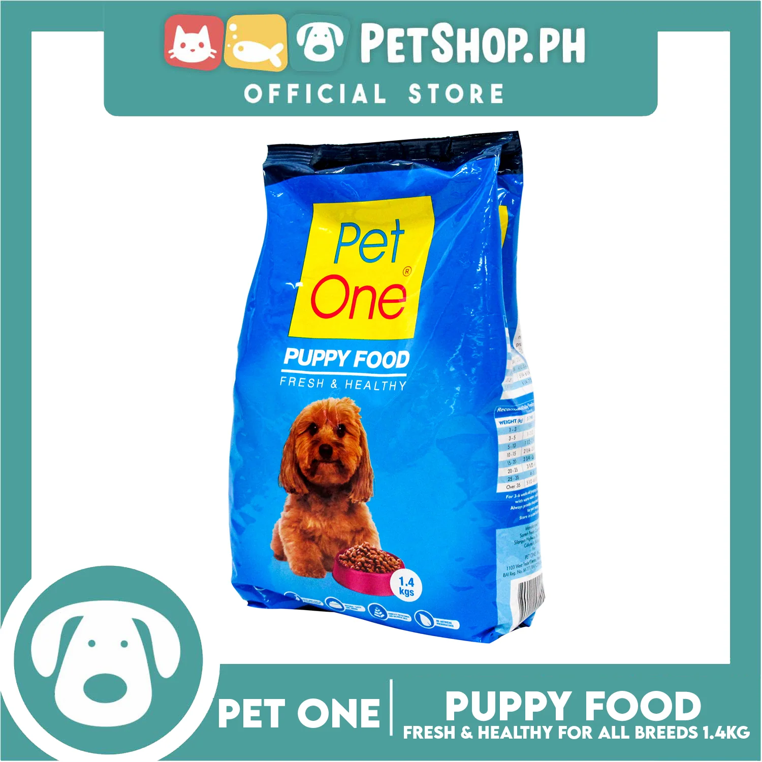 Pet One Puppy Food Fresh And Healthy 1.4kg Dry Dog Food - Image 3