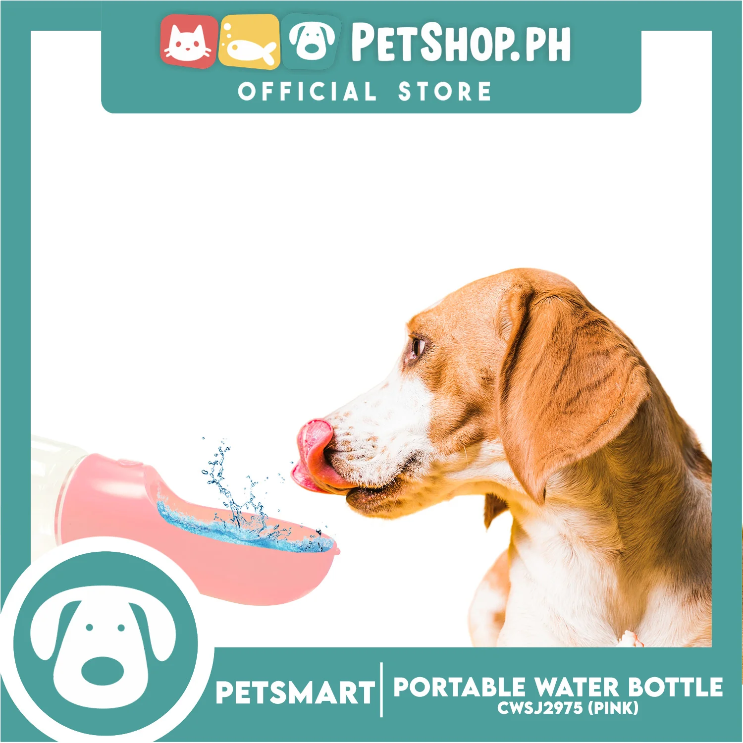 Pet Portable Drinking Cup Bottle Water Dispenser for Dogs CWSJ2975 (Pink) 400ml - Image 2