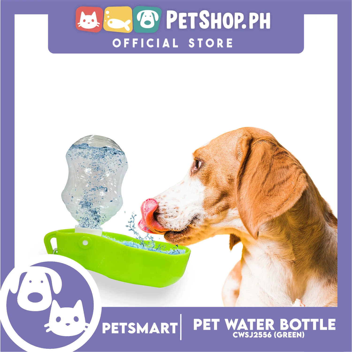 Pet Portable Drinking Cup Bottle Water Dispenser for Dogs Foldable CWSJ2556 (Green) - Image 2