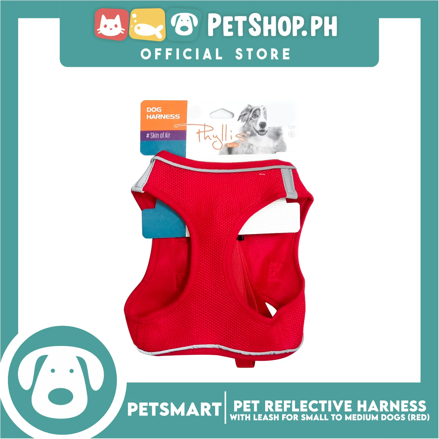 Pet Reflective Harness with Leash for Dogs Medium Size (Red) - Image 2