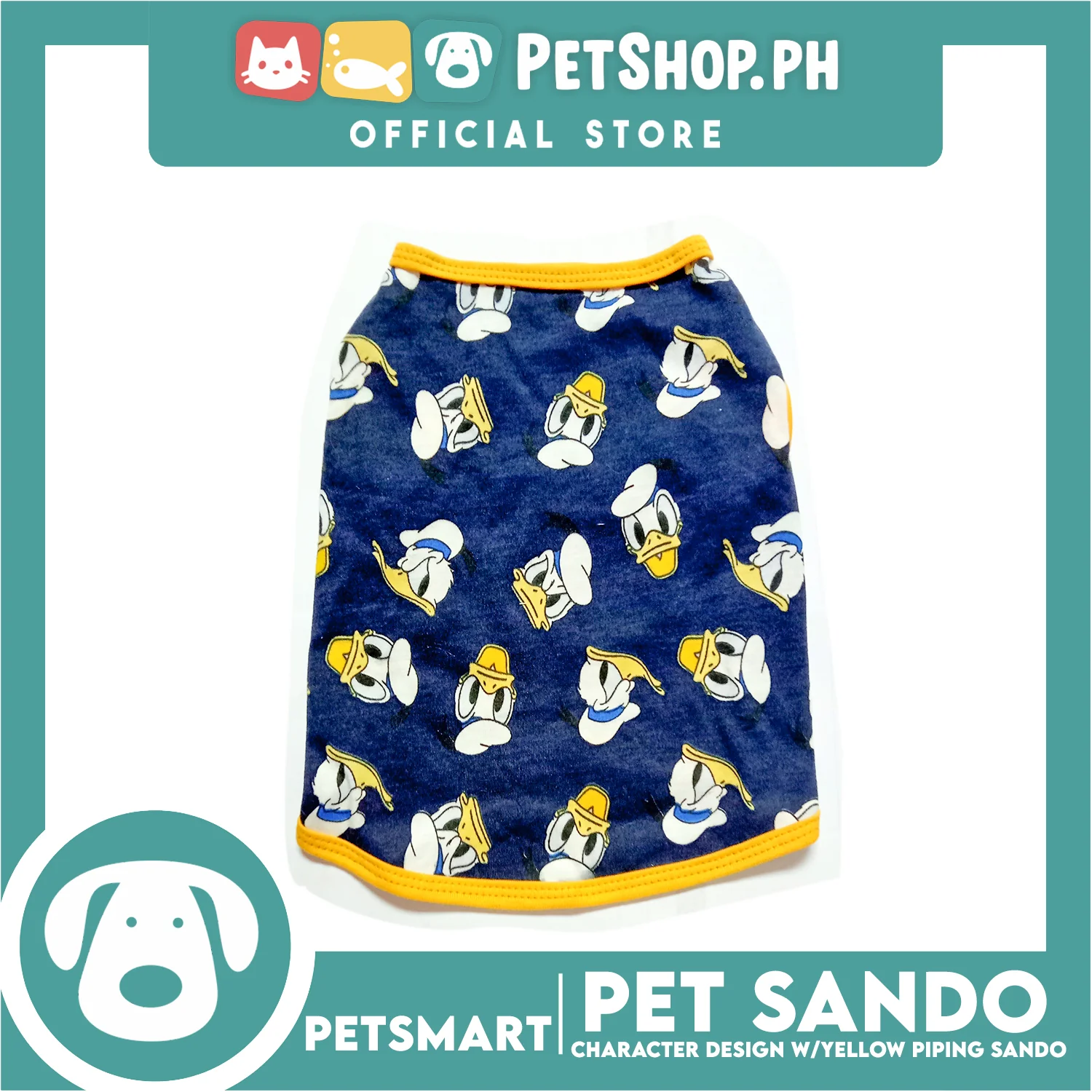 Pet Sando Apparel Character Design With Yellow Piping Sando DG-CTN125L (Large) Perfect Fit For Dogs And Cats, Pet Clothes, Soft and Comfortable Pet Clothing - Image 2