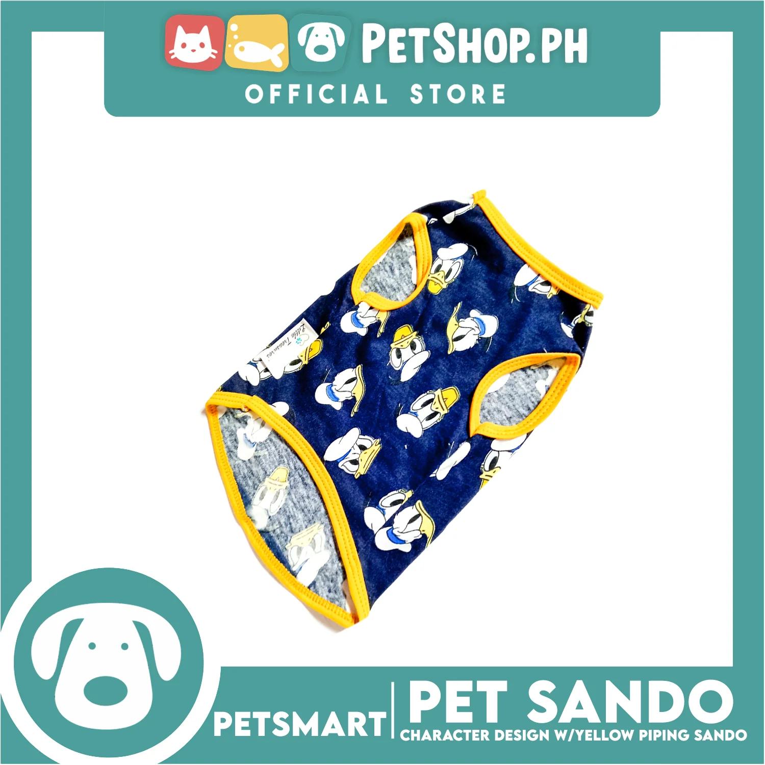 Pet Sando Apparel Character Design With Yellow Piping Sando DG-CTN125XL (Extra Large) Perfect Fit For Dogs And Cats, Pet Clothes, Soft and Comfortable Pet Clothing - Image 2