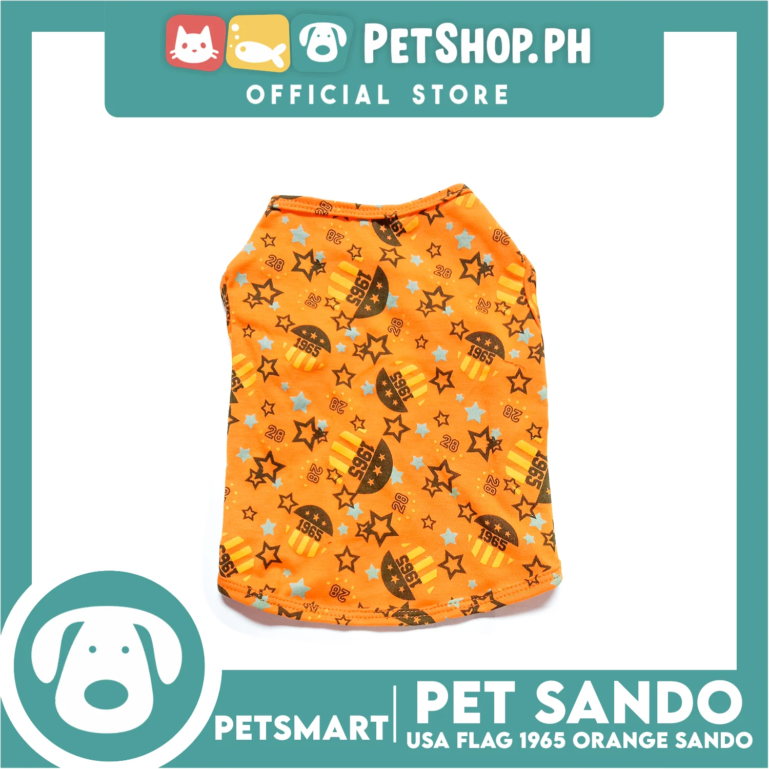 Pet Sando Apparel USA Flag 1965 Orange Sando DG-CTN127M (Medium) Perfect Fit For Dogs And Cats, Pet Clothes, Soft and Comfortable Pet Clothing - Image 2