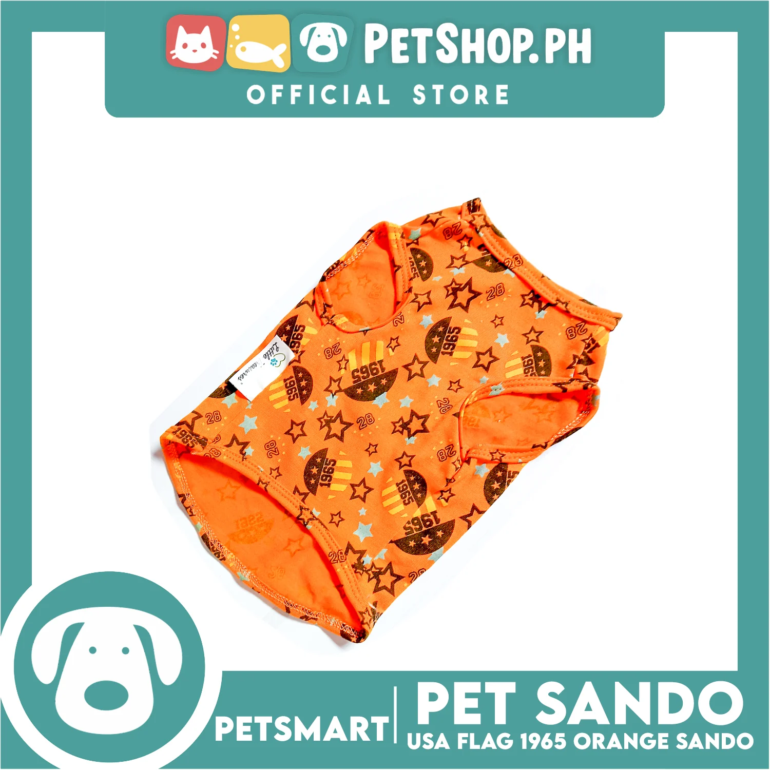 Pet Sando Apparel USA Flag 1965 Orange Sando DG-CTN127M (Medium) Perfect Fit For Dogs And Cats, Pet Clothes, Soft and Comfortable Pet Clothing - Image 3