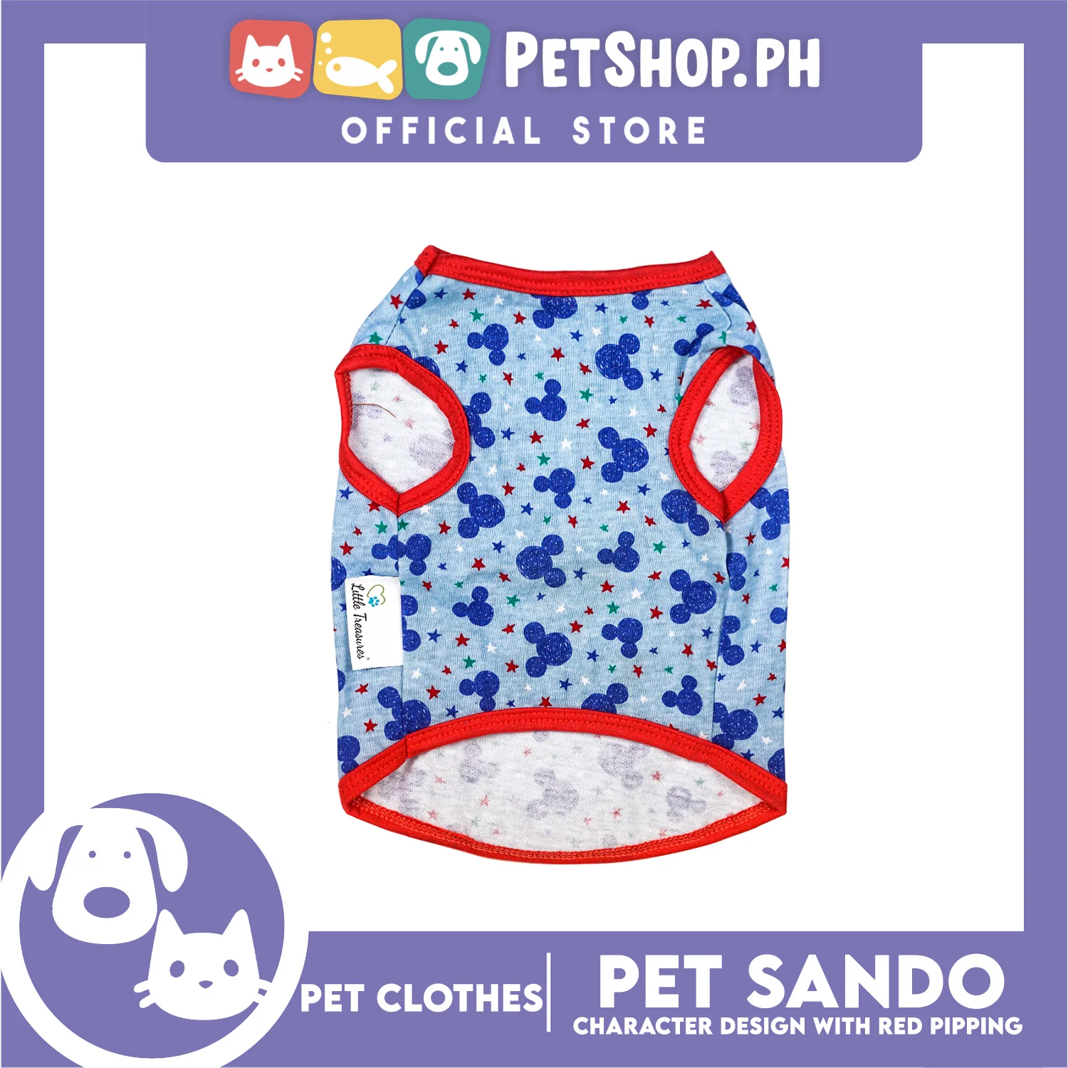 Pet Sando Blue and Green Stars Print with Red Piping Pet Clothes (Extra Large) Perfect Fit for Dogs - Image 3