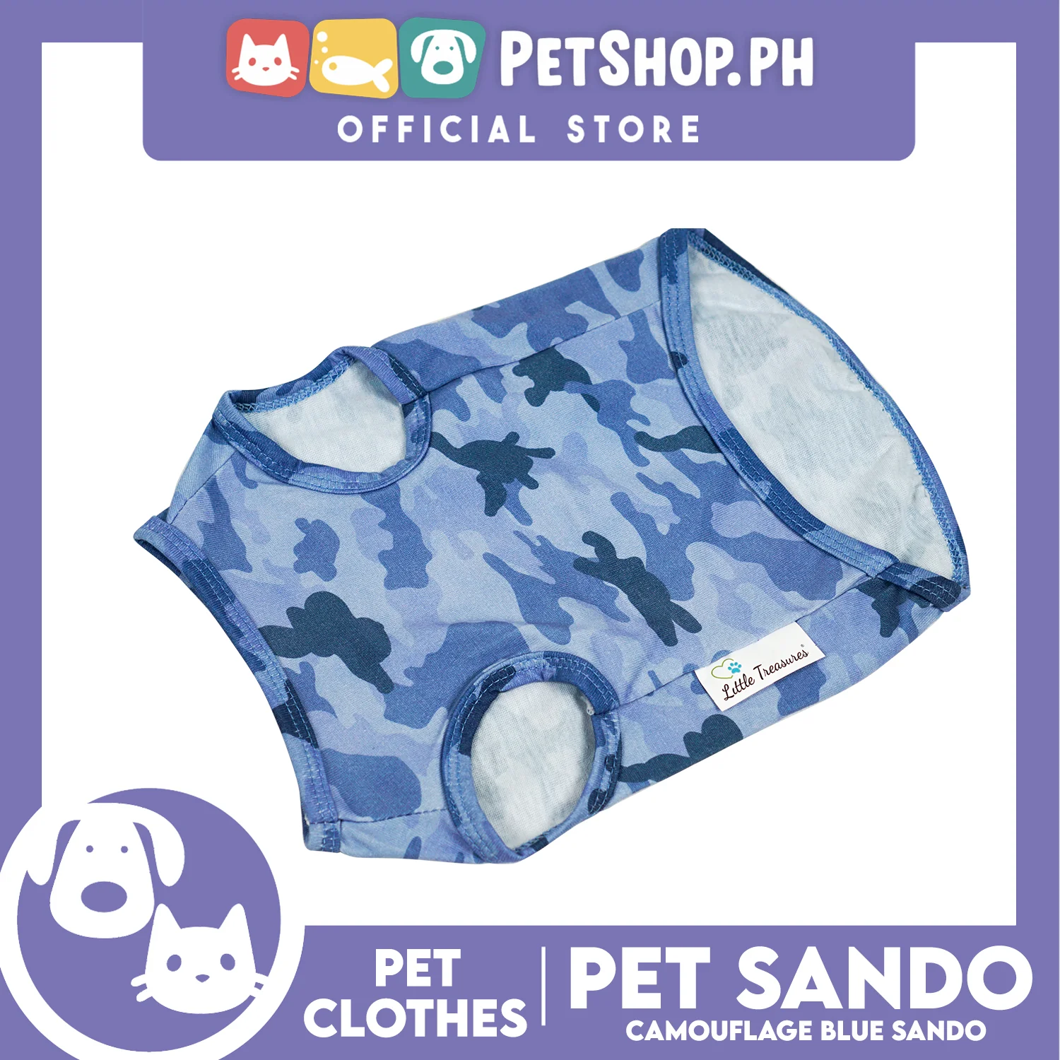 Pet Sando Blue Camouflage Pet Clothes Shirt (Extra Large) Perfect Fit for Dogs and Cats - Image 3
