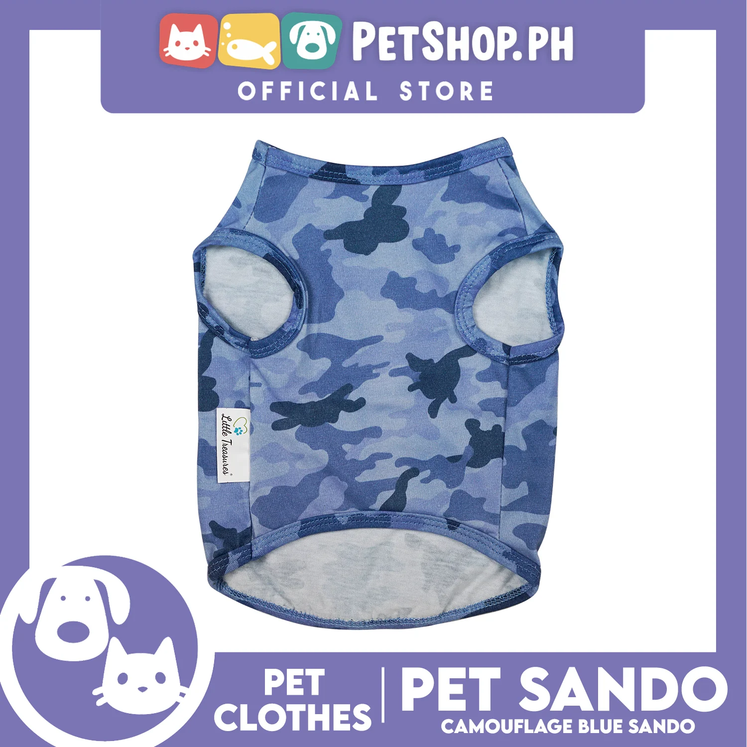 Pet Sando Blue Camouflage Pet Clothes Shirt (Medium) Perfect Fit for Dogs and Cats - Image 2