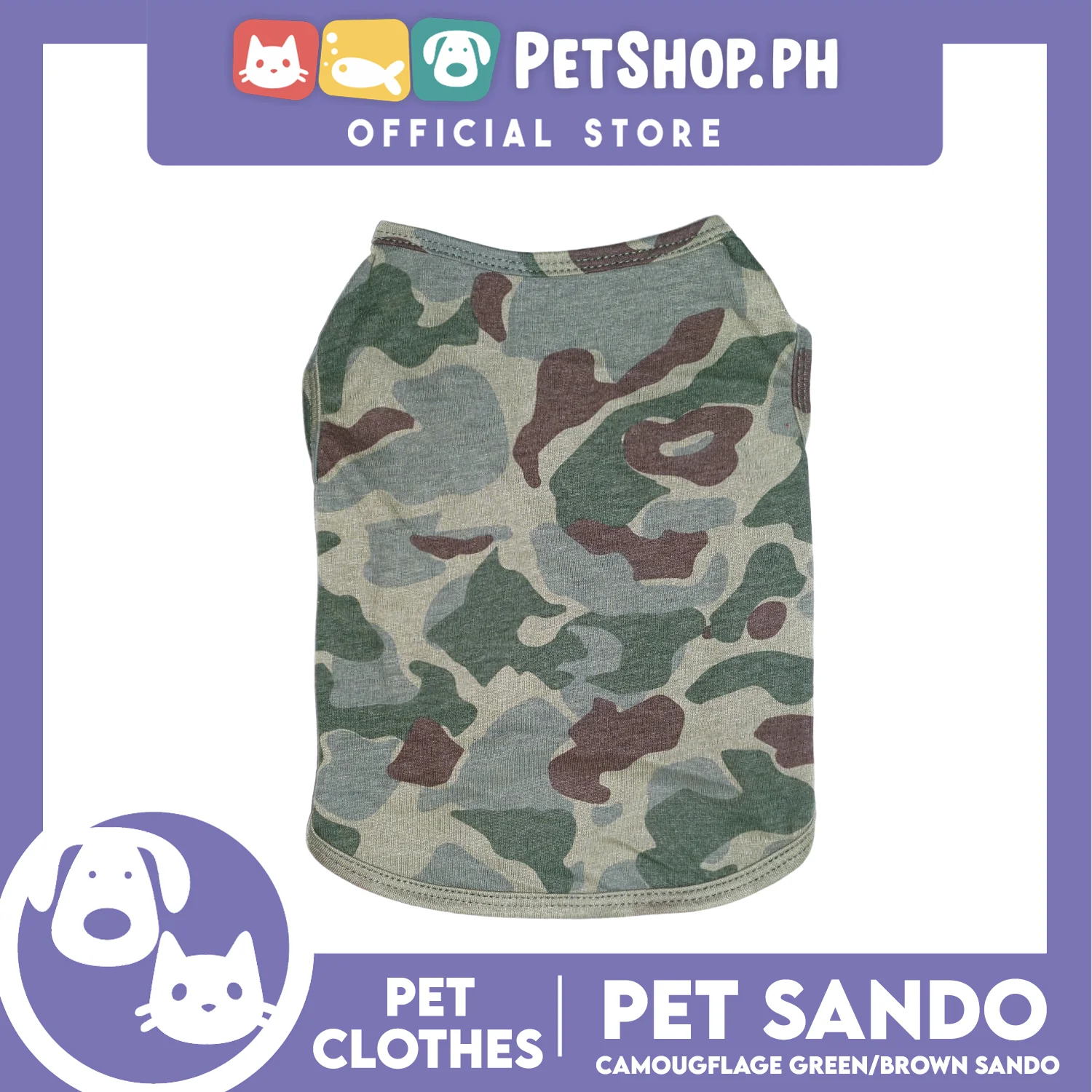 Pet Sando Camouflage Green and Brown (Small) Perfect Fit for Dogs and Cats - Image 3