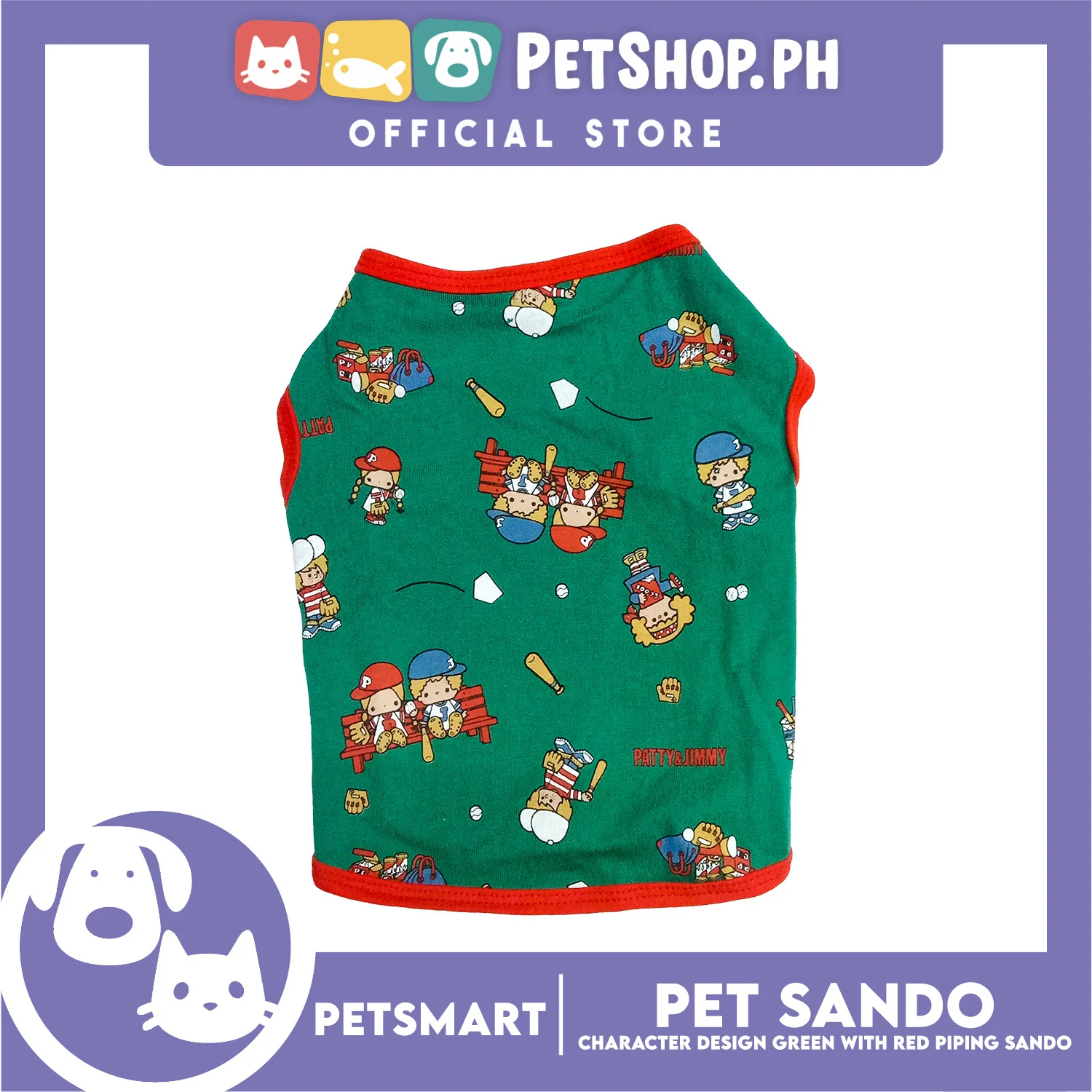 Pet Sando Character Design, Green with Red Piping Color, XL Size (DG-CTN199XL) - Image 4