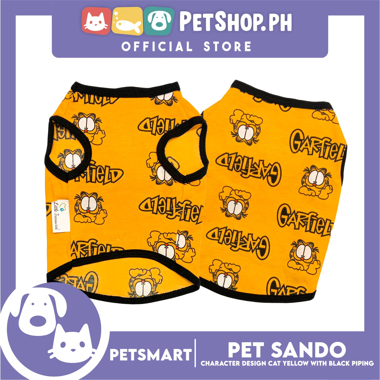 Pet Sando Character Design, Yellow with Black Color Piping Sando (Large) Perfect Fit for Dogs and Cats - Image 2