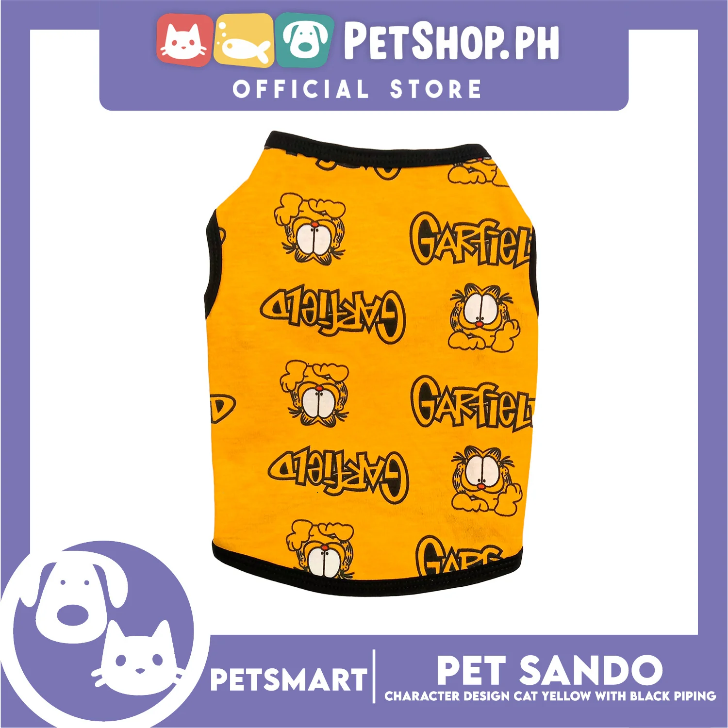 Pet Sando Character Design, Yellow with Black Color Piping Sando (Large) Perfect Fit for Dogs and Cats - Image 4