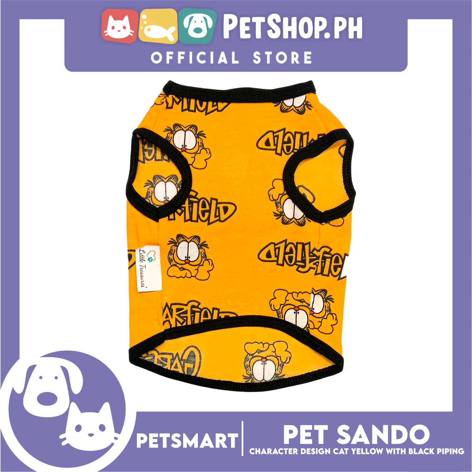 Pet Sando Character Design, Yellow with Black Color Piping Sando (XL) Perfect Fit for Dogs and Cats - Image 2