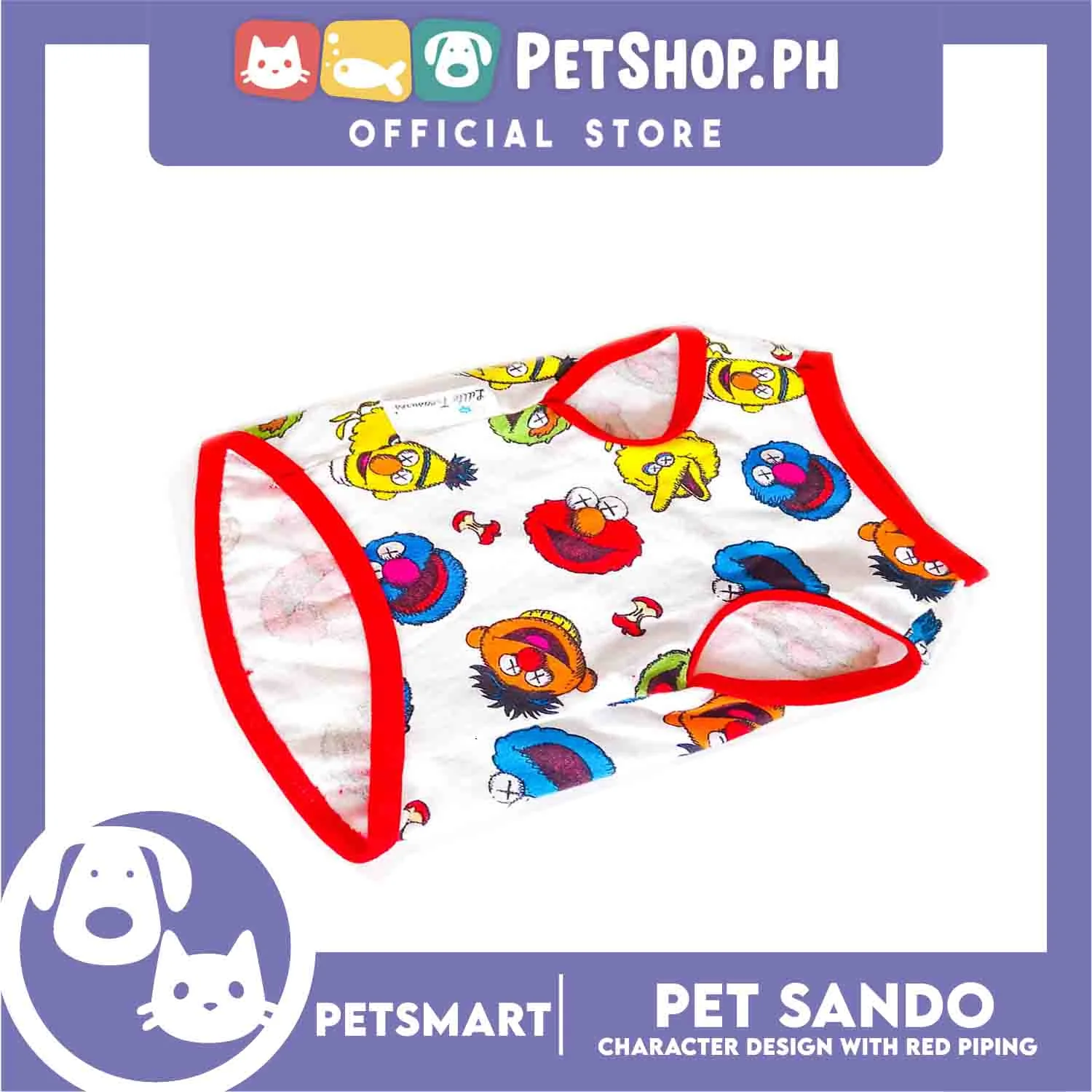 Pet Sando Clothes, Character Design With Red Piping DG-CTN129XL (XL) - Image 2