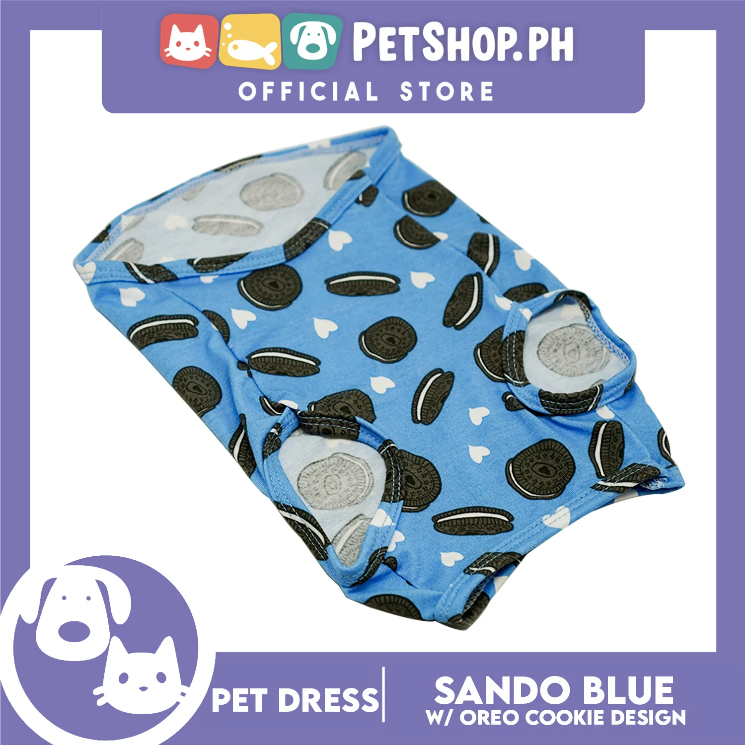 Pet Sando Cookie Blue Print Design Sando Pet Shirt Sando Breathable Clothes, Pet T-shirt (Medium) - Image 4