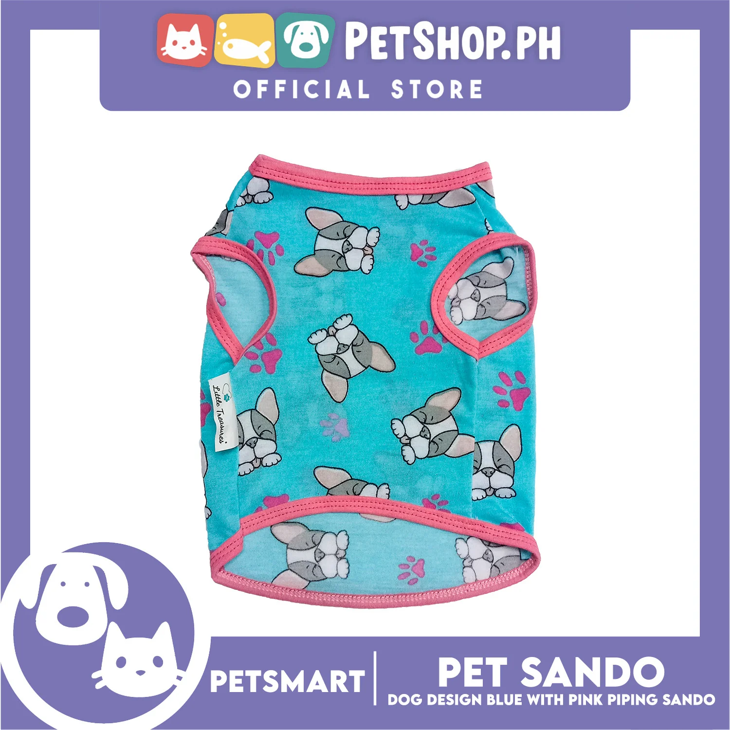 Pet Sando Dog Design Blue with Piping Color, XL Size (DG-CTN196XL) - Image 2