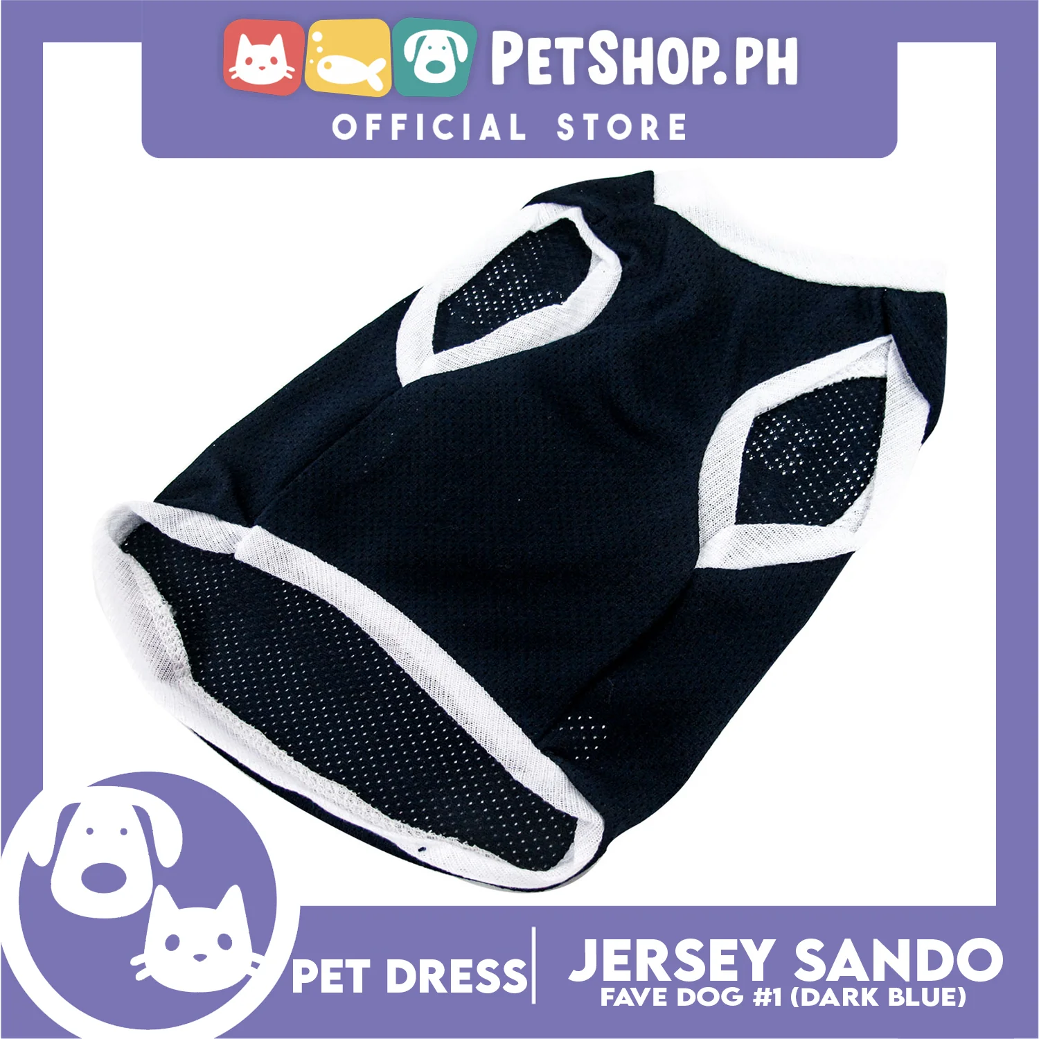 Pet Sando Dri-fit Jersey Blue DG-DF01 (Large) for Small Dog Dri-fit Breathable Jersey, Pet Sport Clothes - Image 2