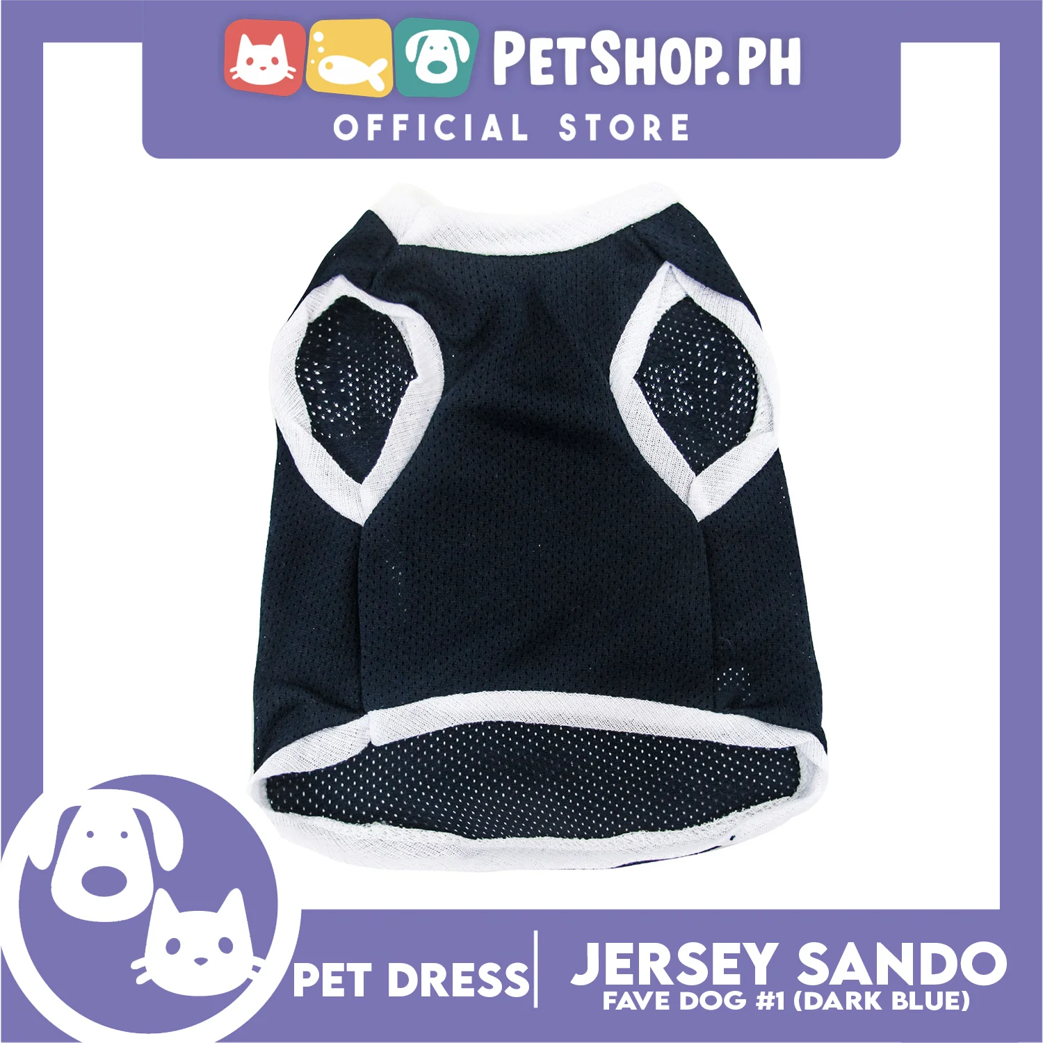 Pet Sando Dri-fit Jersey Dark Blue (Extra Large) for Small Dog Dri-fit Breathable Jersey Pet Sport Clothes - Image 2