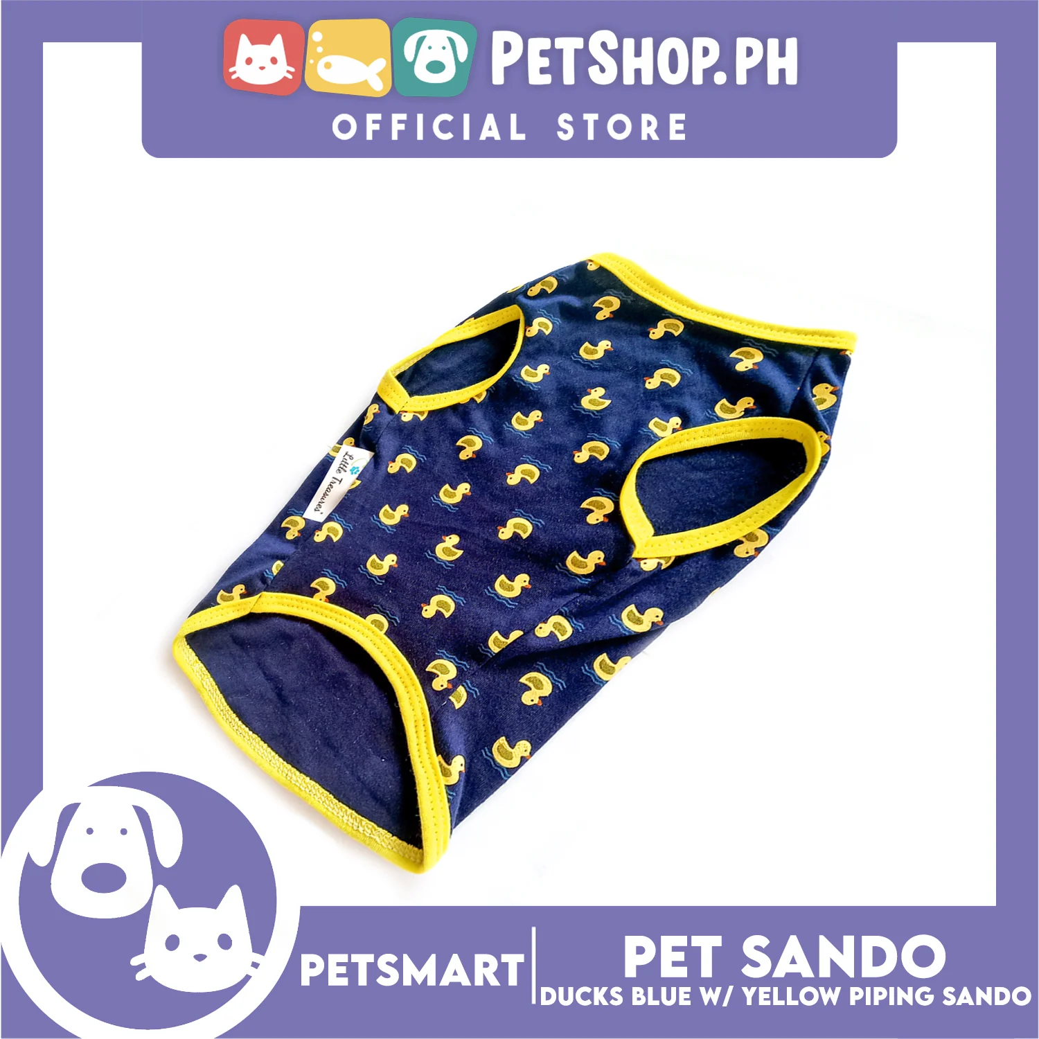 Pet Sando Ducks Design, Blue with Yellow Piping Colors (Small) - Image 3