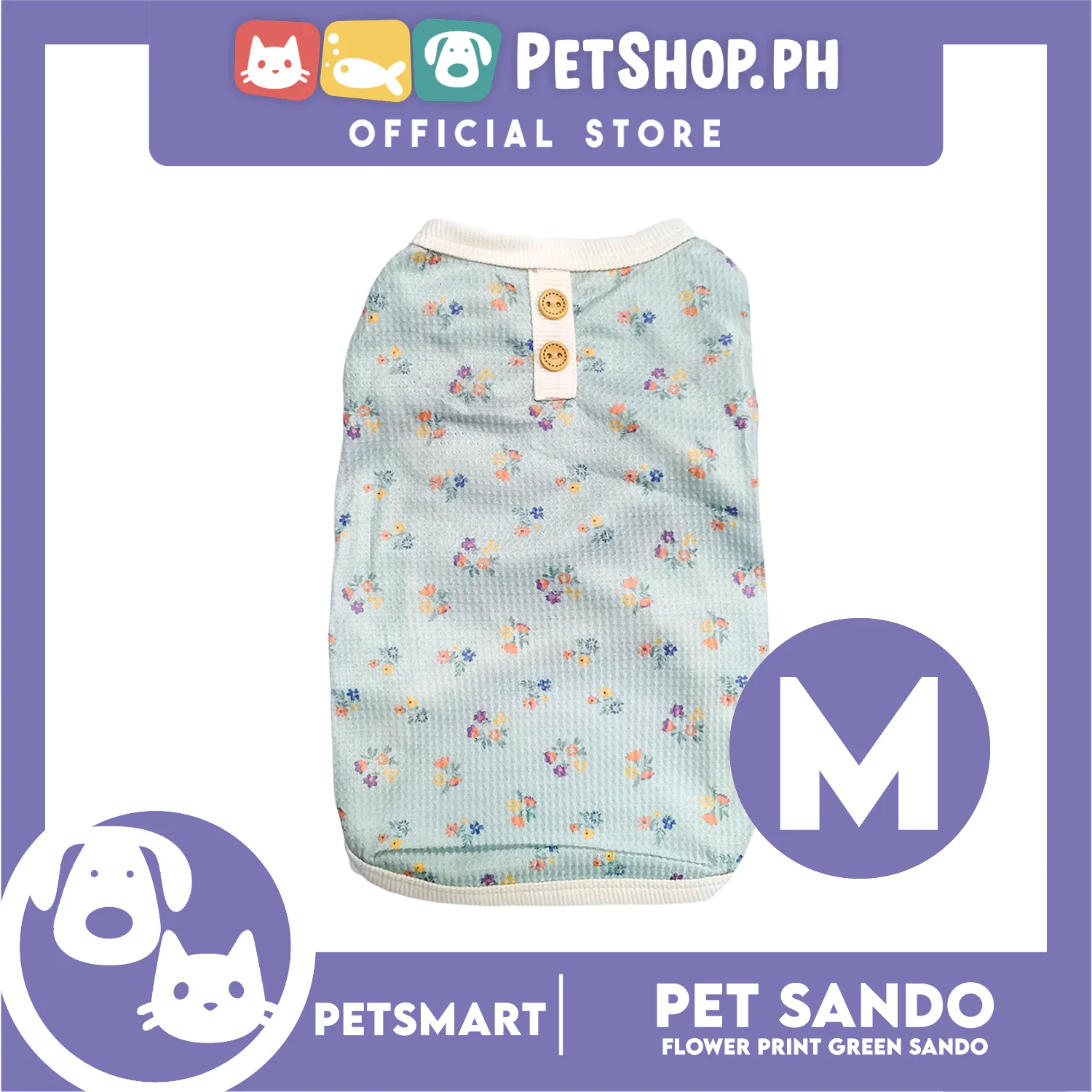 Pet Sando Flower Design Green (Medium) for dogs and cats