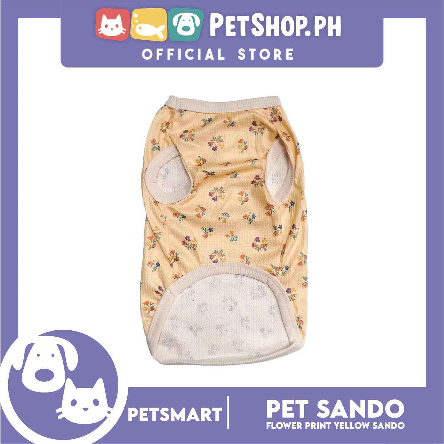 Pet Sando Flower Design Yellow (Large) for dogs and cats - Image 2