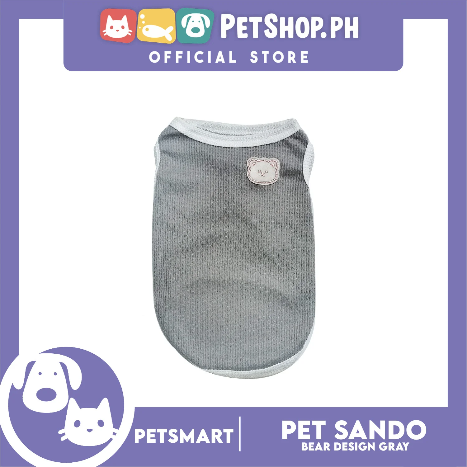 Pet Sando Gray Bear Print Design Large Size (CWYF1731) for cats and dogs - Image 2