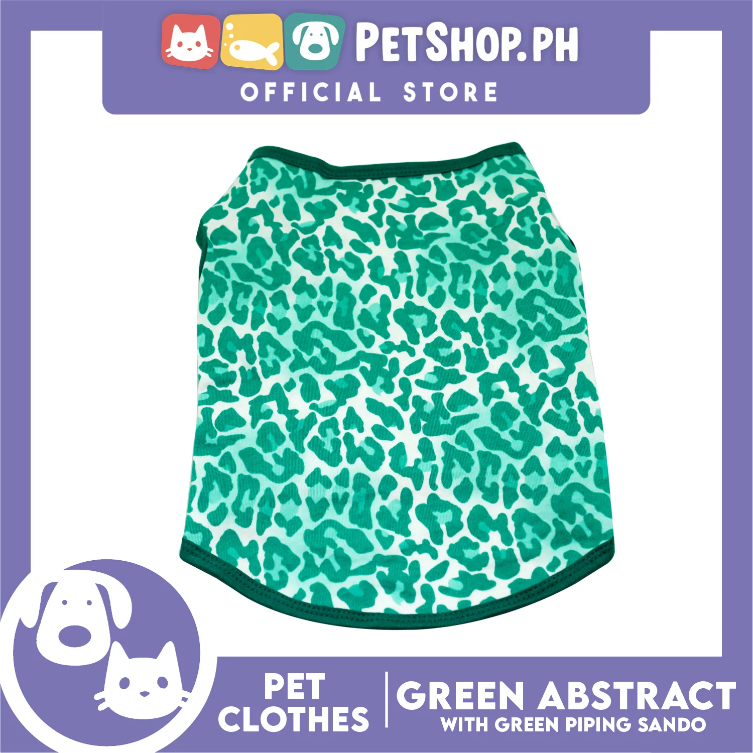 Pet Sando Green Abstract with Green Pipping Sando (Extra Large) for Small Breathable Jersey - Image 4