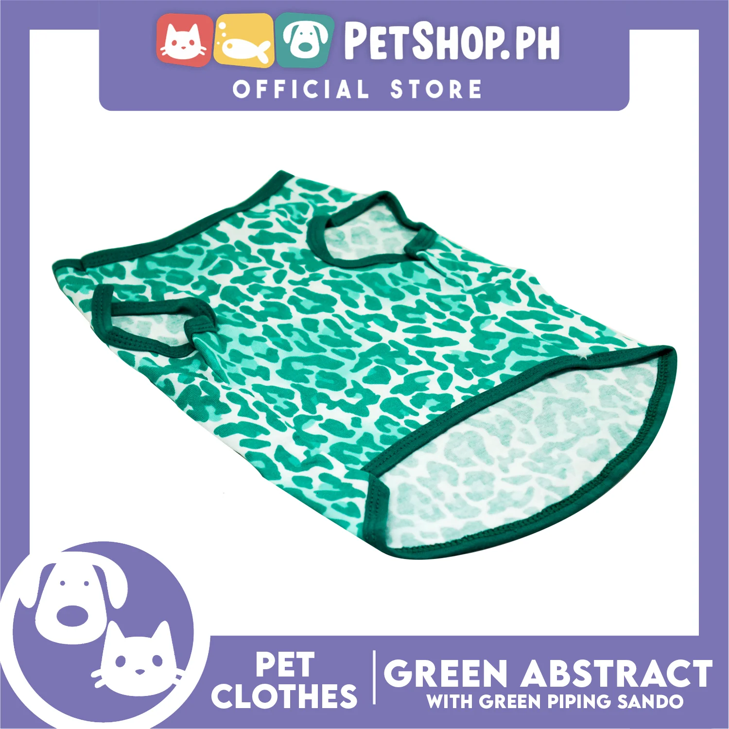 Pet Sando Green Abstract with Green Pipping Sando (Medium) for Small Dog- Dri-fit Breathable Jersey, Pet Sport Clothes - Image 4