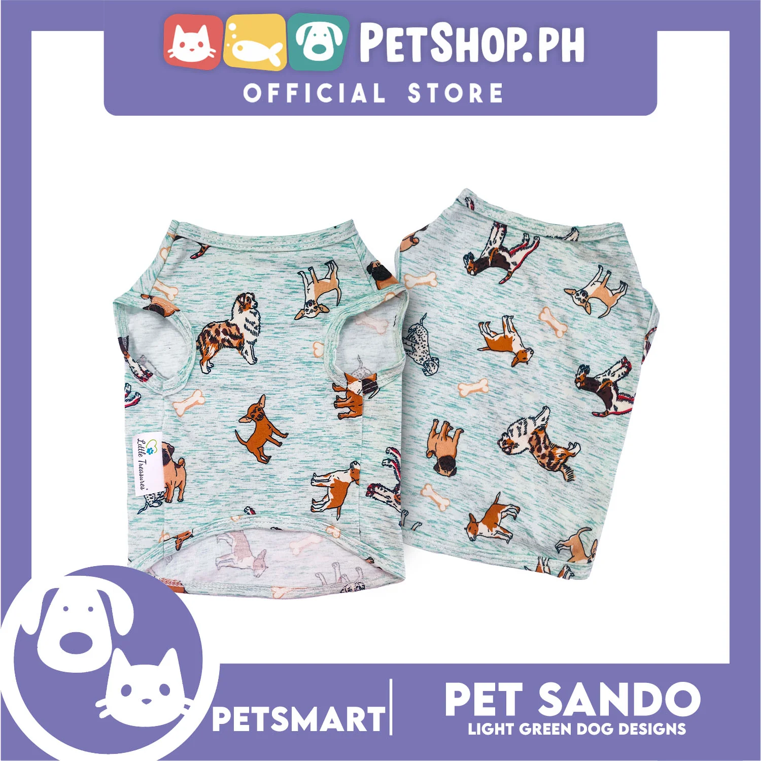 Pet Sando Light Green Color, Dog Design DG-CTN144M (Medium) Perfect Fit For Dogs And Cats - Image 2