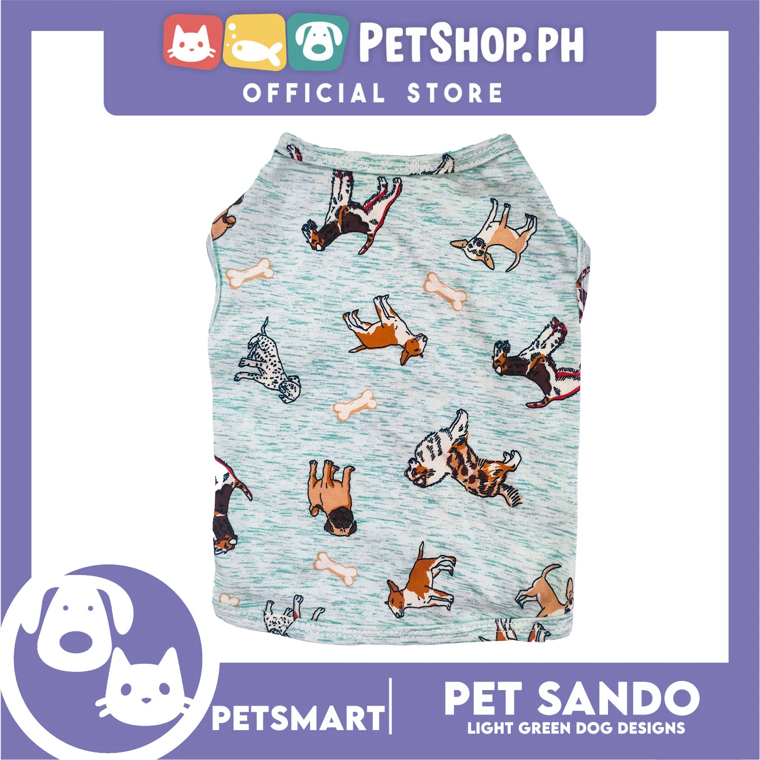 Pet Sando Light Green Color, Dog Design DG-CTN144M (Medium) Perfect Fit For Dogs And Cats - Image 3
